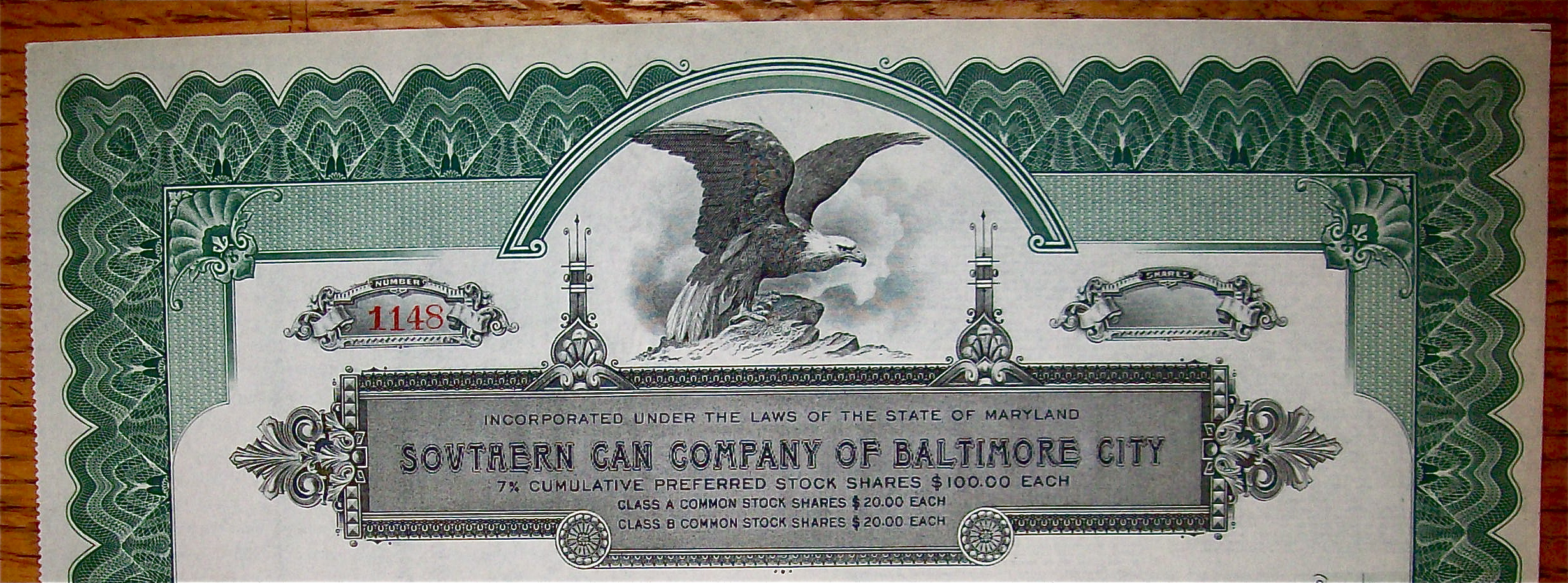 1920's Southern Can Company Of Baltimore City Stock
