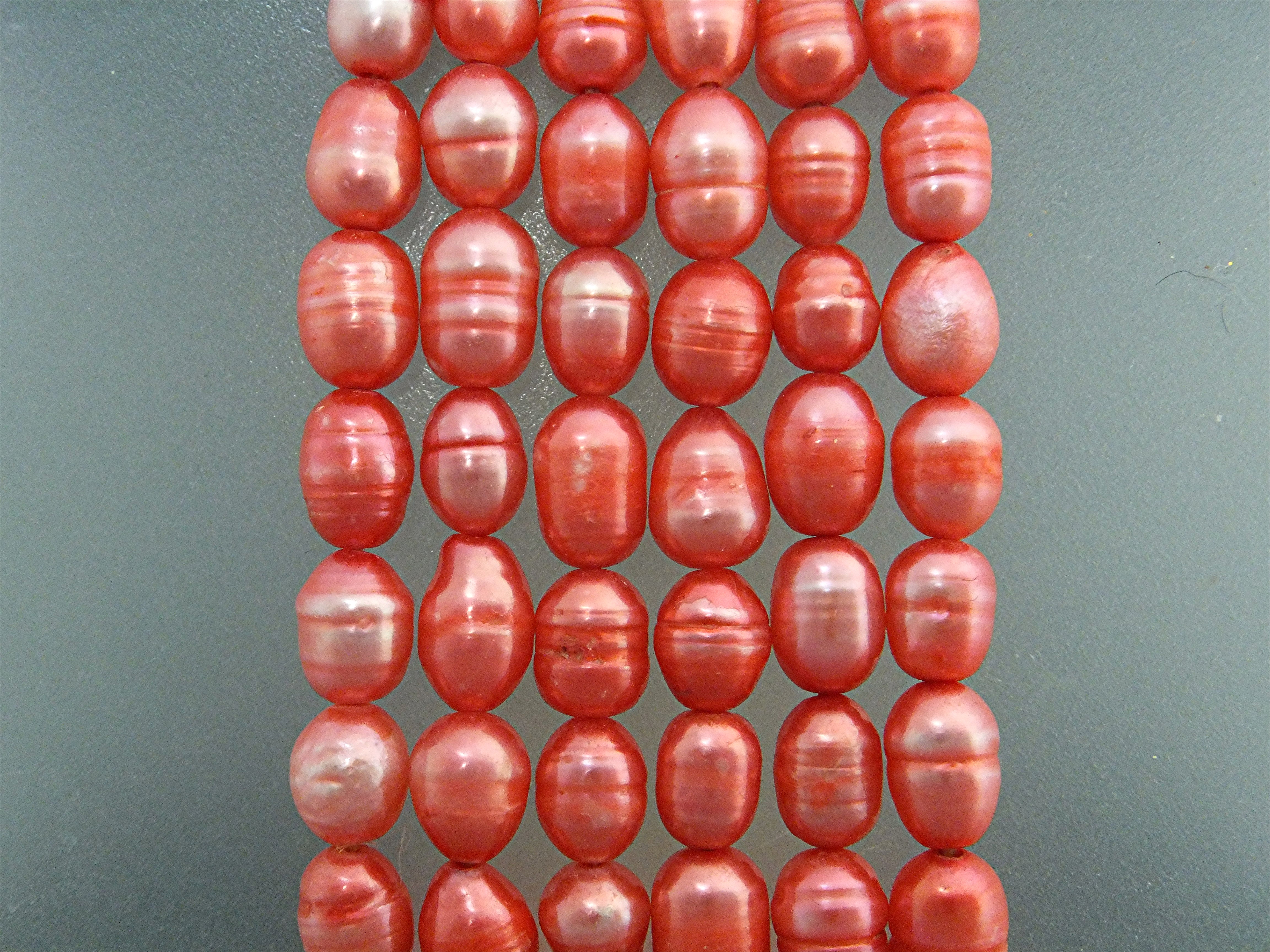 Bracelet Pink 6 Strand Freshwater Pearl Enamel Flower