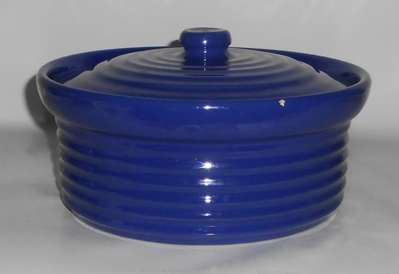 VINTAGE Bauer Pottery Ring Ware Cobalt LARGE Casserole w/Lid