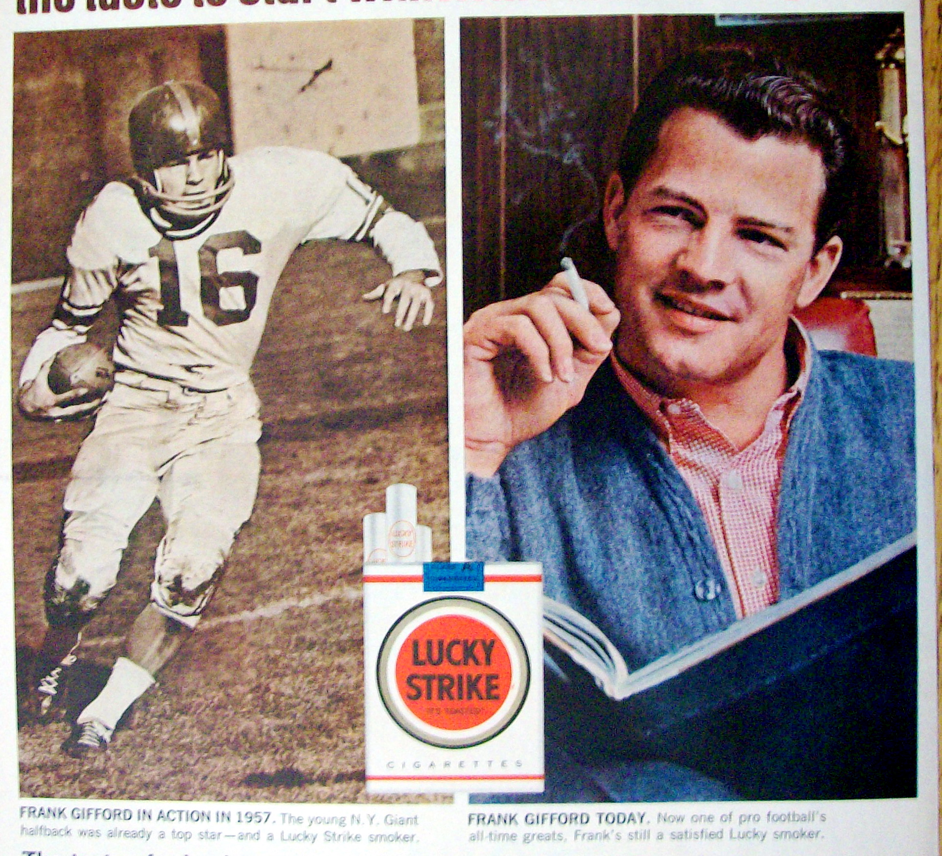 1962 Lucky Strike Cigarettes w/Football's Frank Gifford
