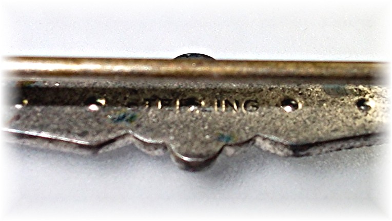 Brooch Pin Sterling Silver Crystal Bar Antique