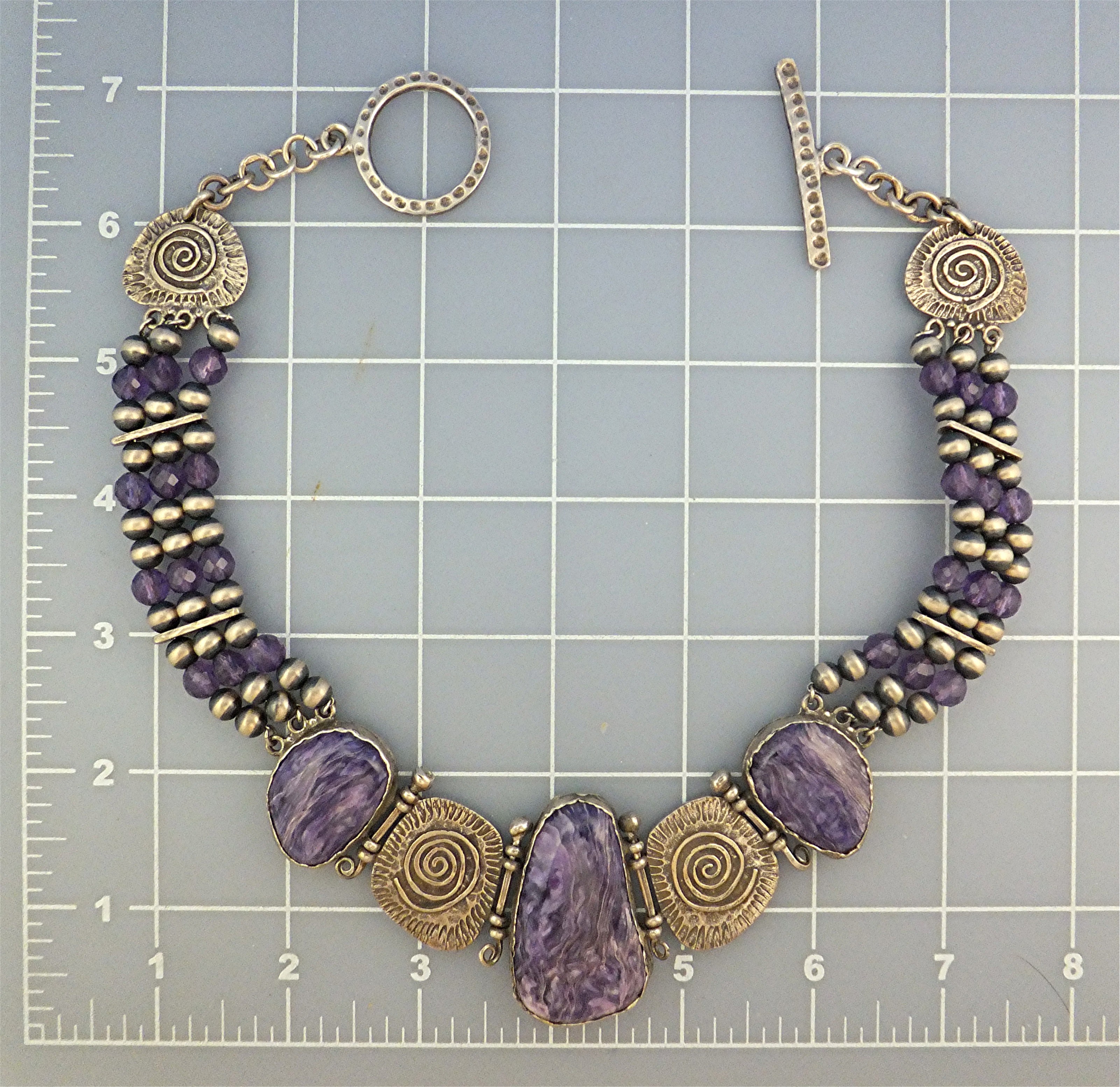 David Troutman  Sterling Silver Charoite Necklace