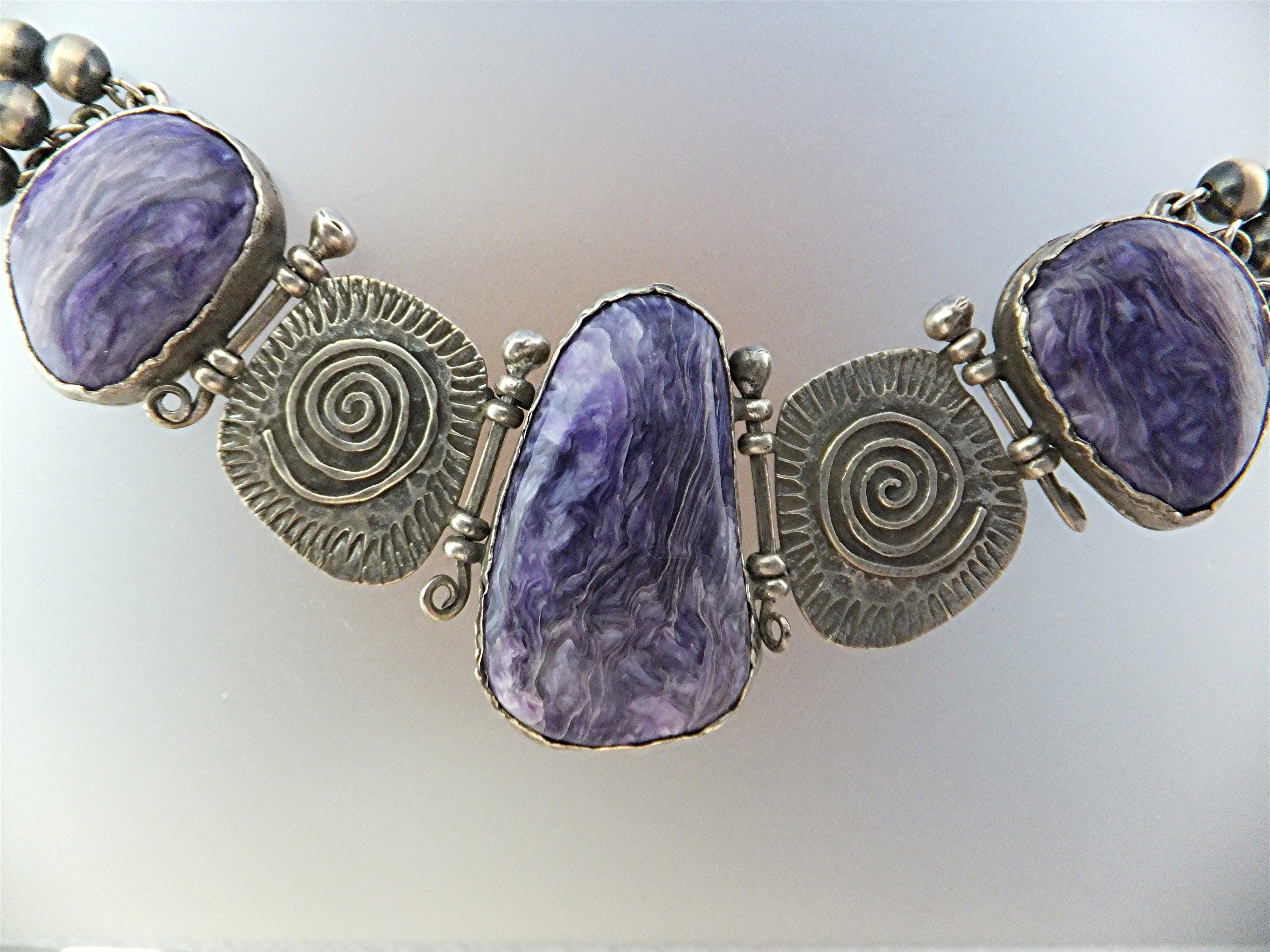 David Troutman  Sterling Silver Charoite Necklace