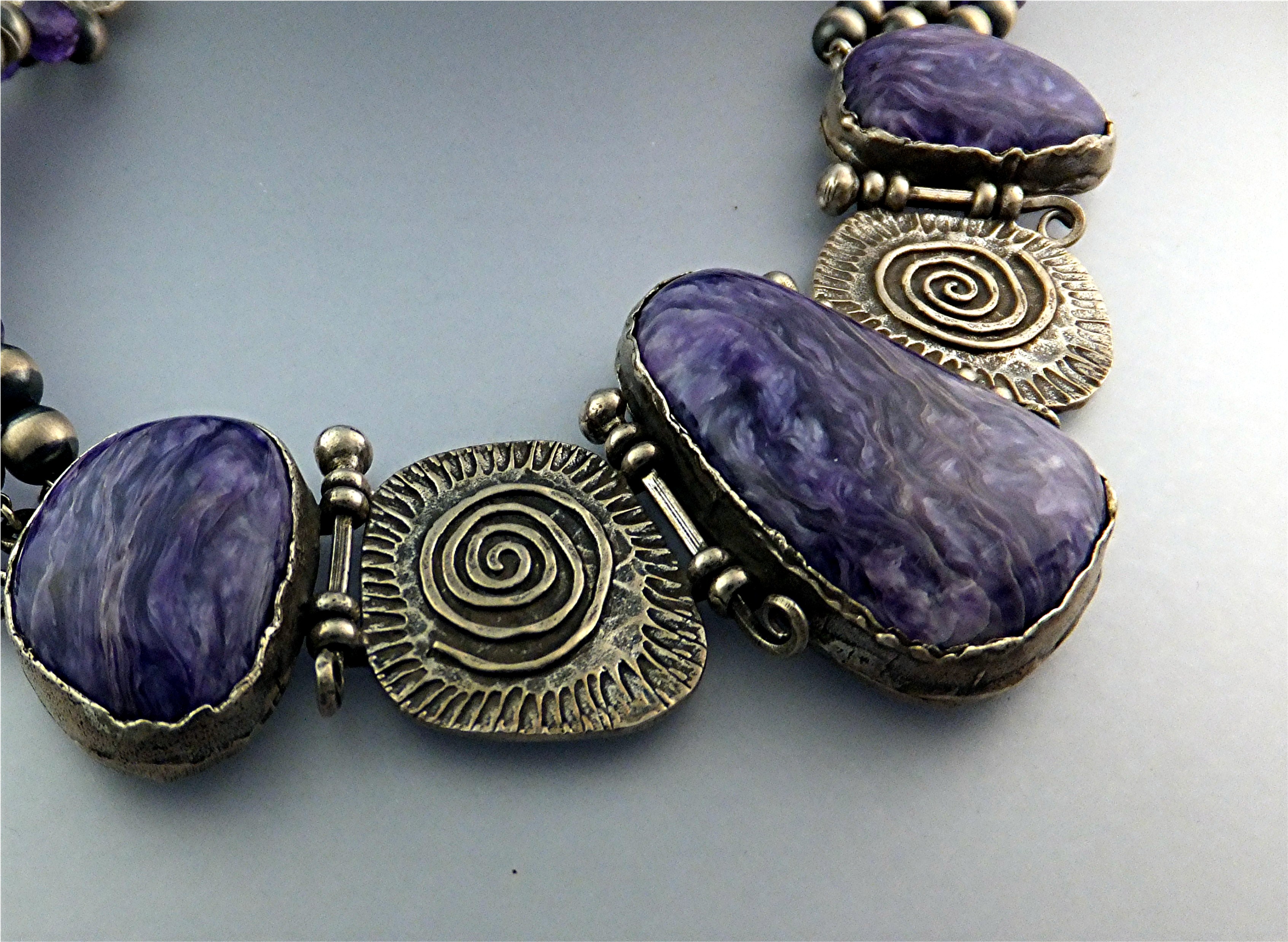 David Troutman  Sterling Silver Charoite Necklace