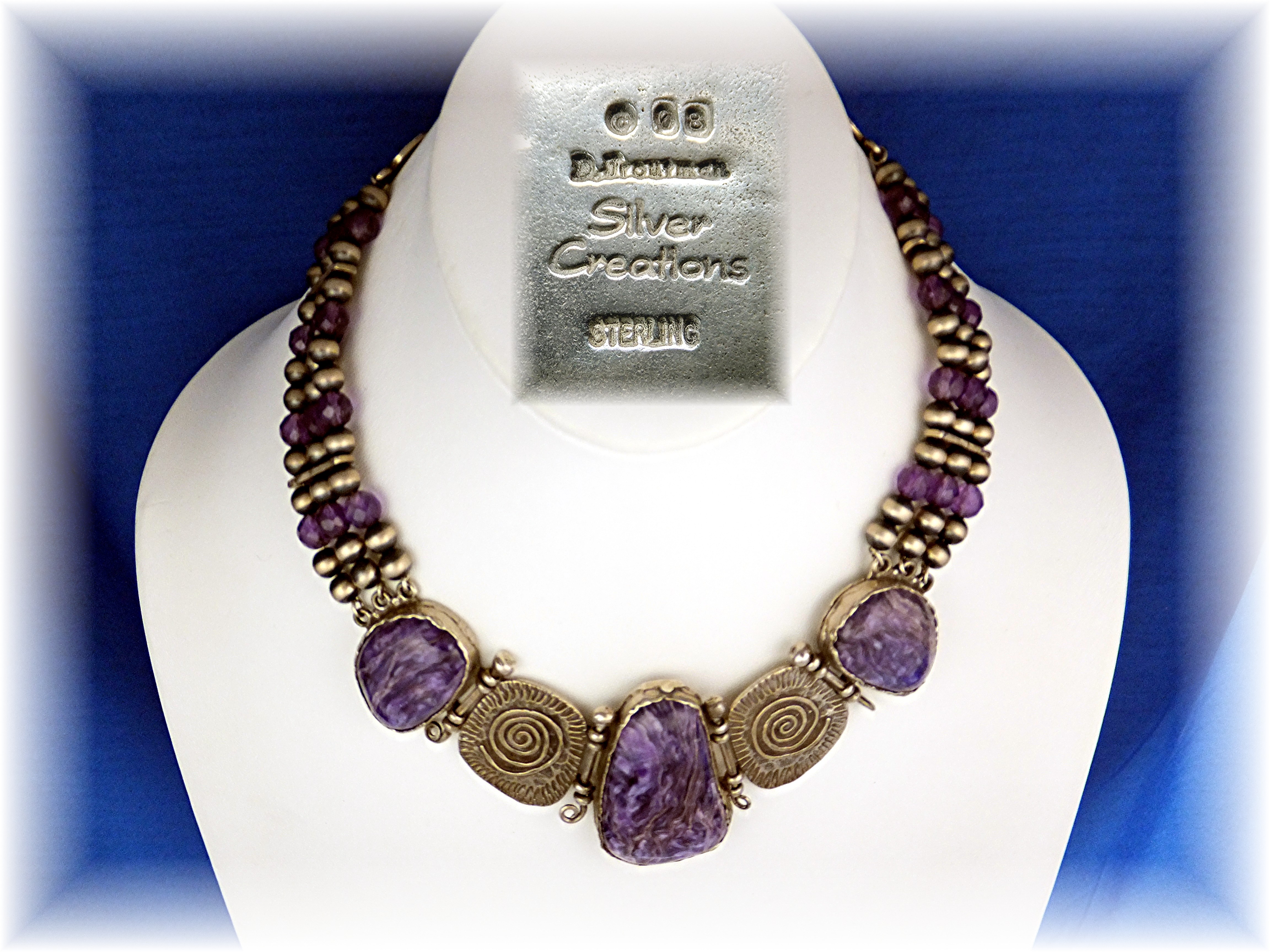 David Troutman  Sterling Silver Charoite Necklace