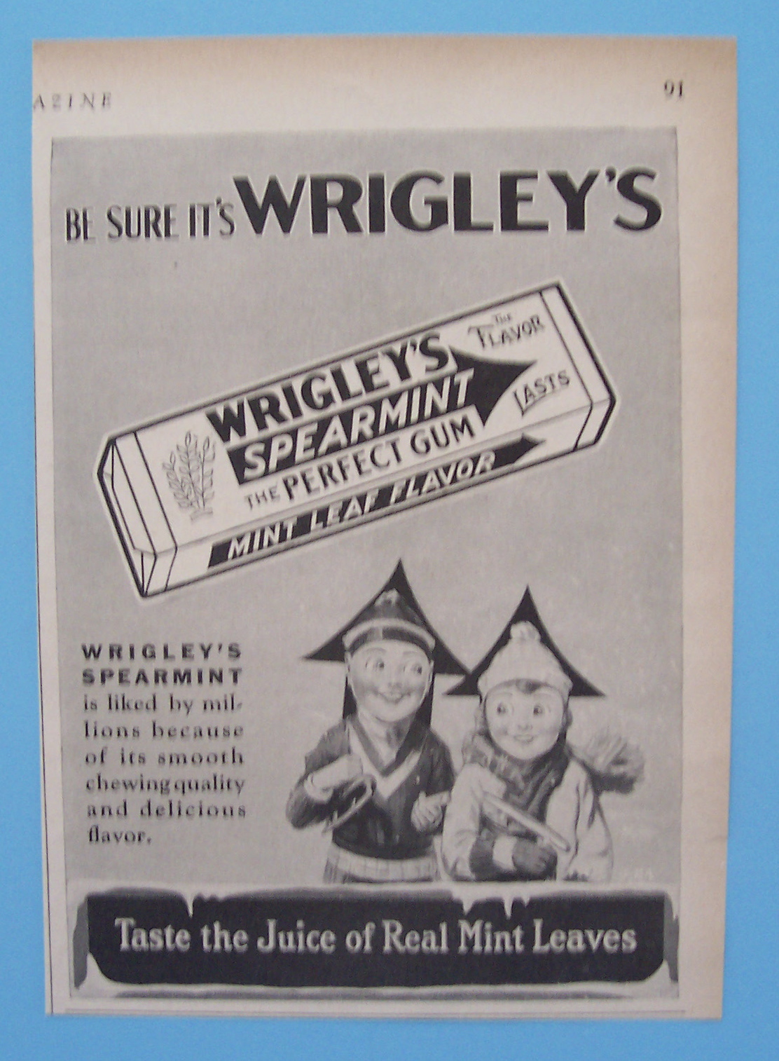 1929 Wrigley's Spearmint Gum w/ Children Holding Skates