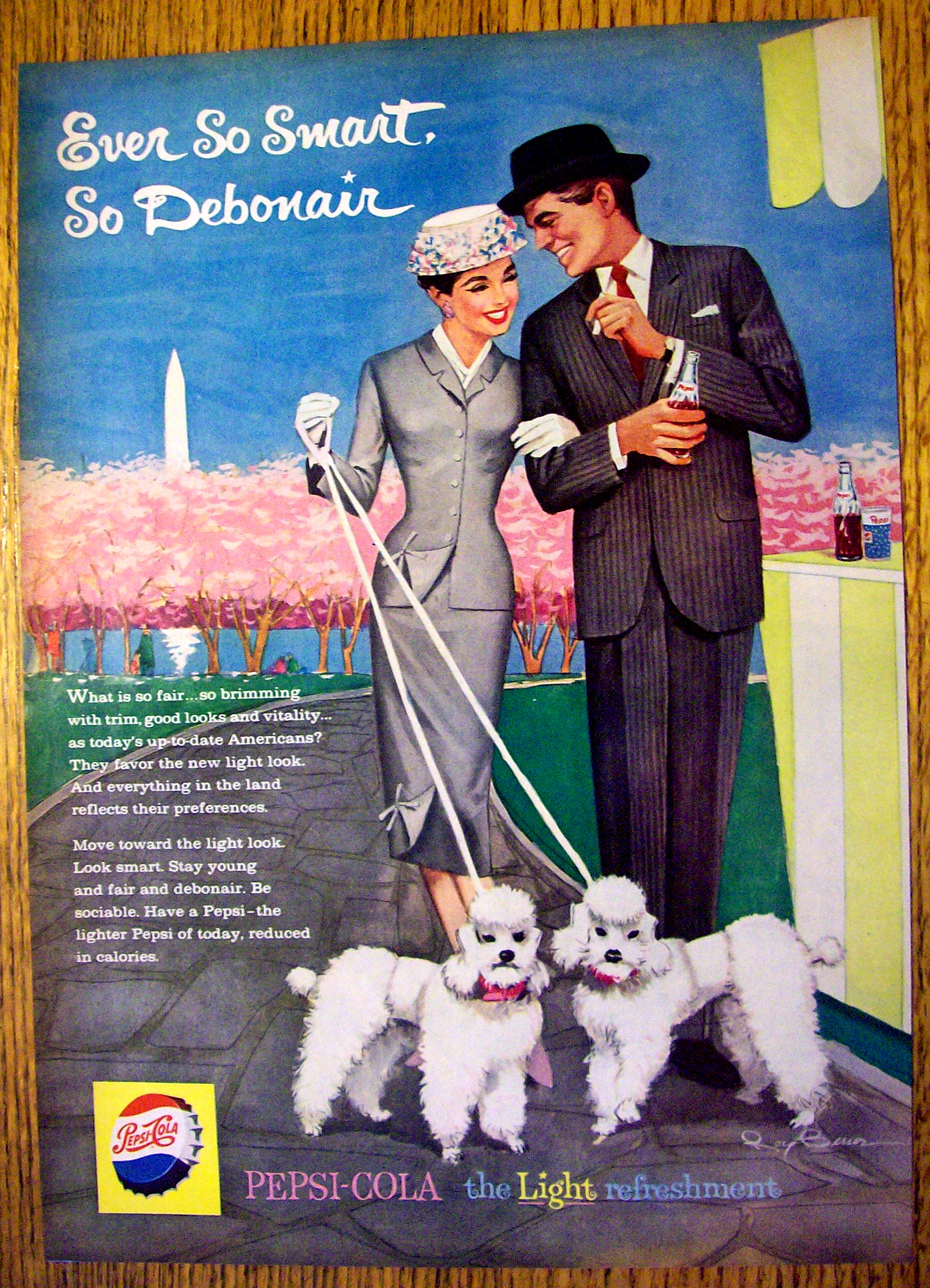1959 Pepsi Cola (Pepsi) w/ Woman & Man Walking Poodles
