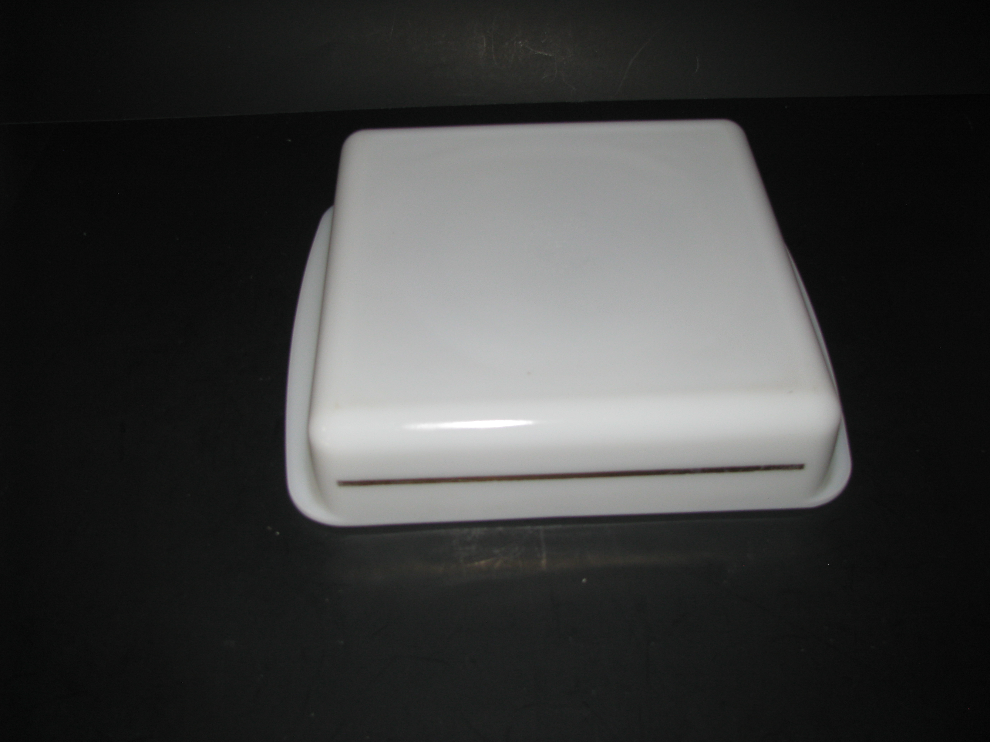 Vintage Pyrex Opal White 222 Square Dish/Gold Band