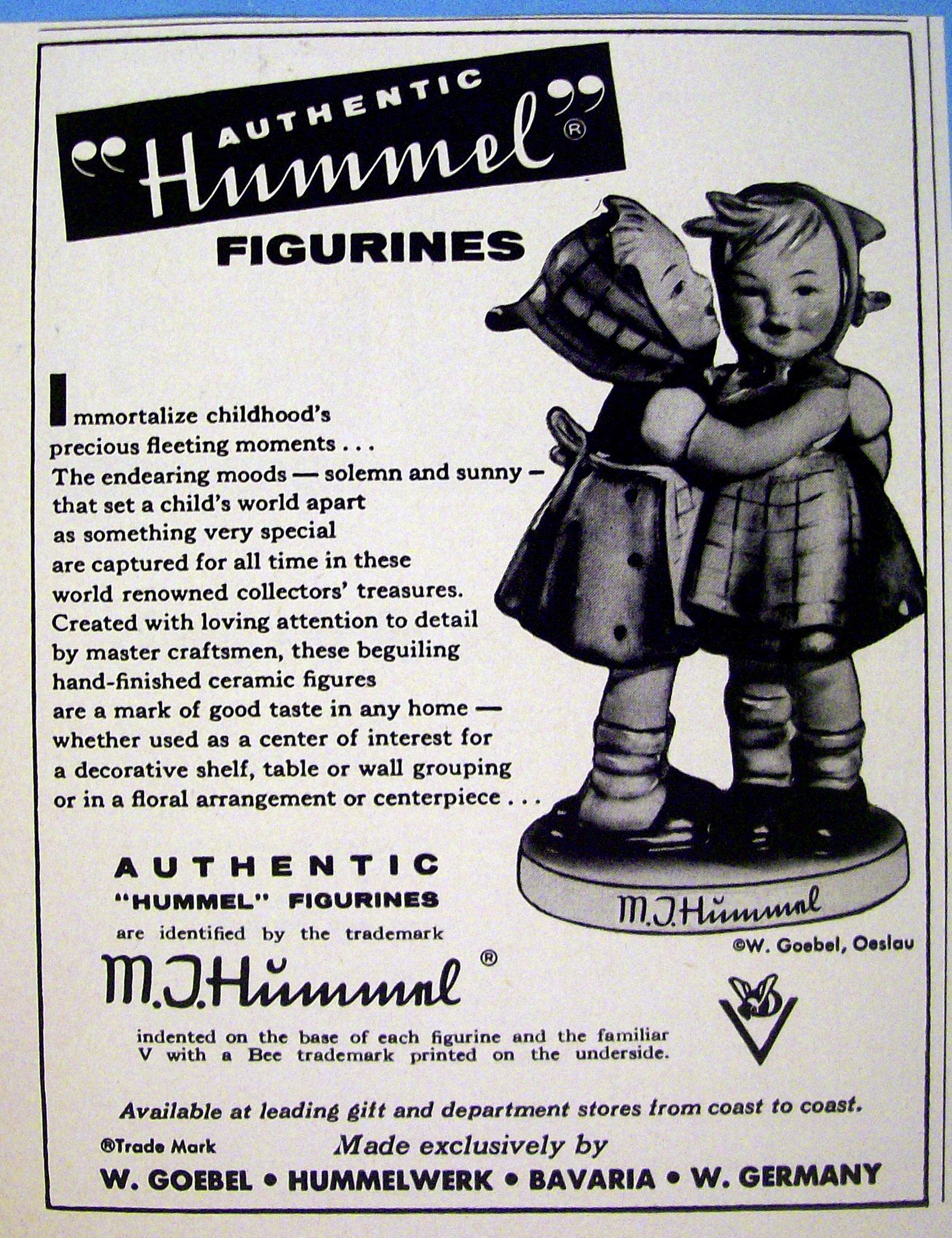 1958 M. J. Hummel Figurines with 2 Girls Figurine