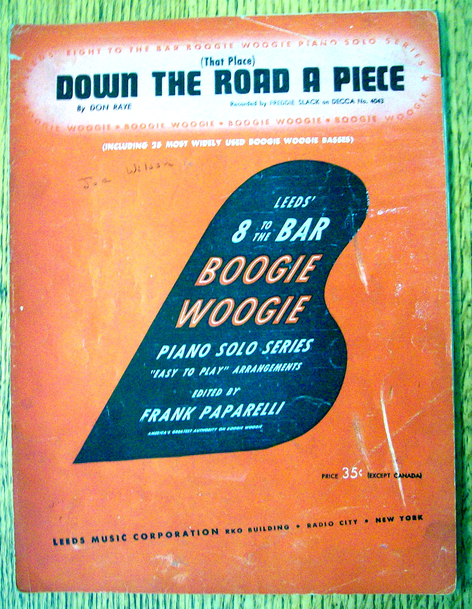 Sheet Music For 1943 Down The Road A Piece