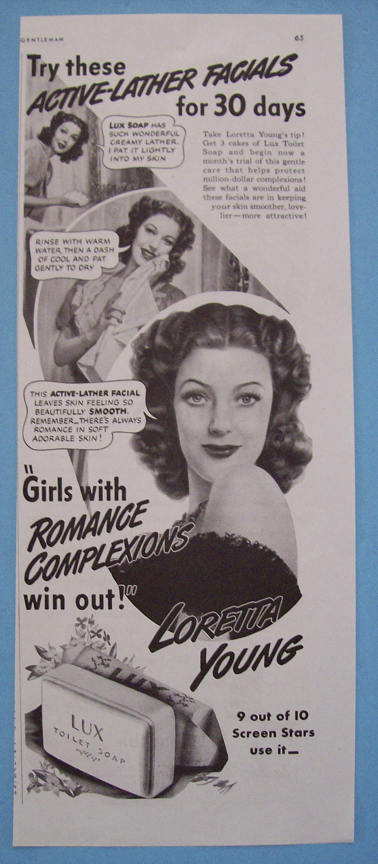 Vintage Ad: 1942 Lux Toilet Soap w/ Loretta Young