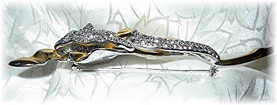 Gold and Rhodium Silver 5 Inch Lily RhinestonePin