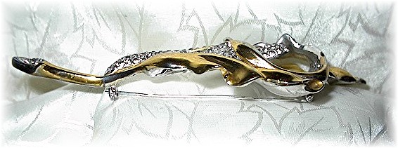 Gold and Rhodium Silver 5 Inch Lily RhinestonePin