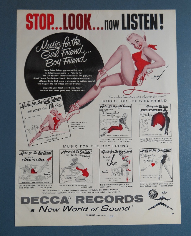 1956 Decca Records with Lovely Woman In Red Holding Telephone By George Petty