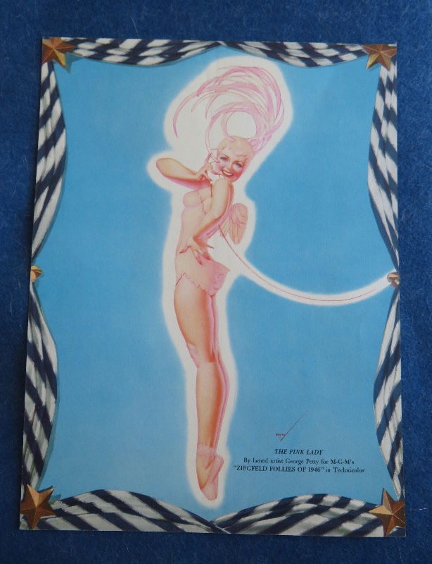 Original 1940's The Pink Lady Pin Up Wearing A Pink Outfit & A Pink Headdress By George Petty