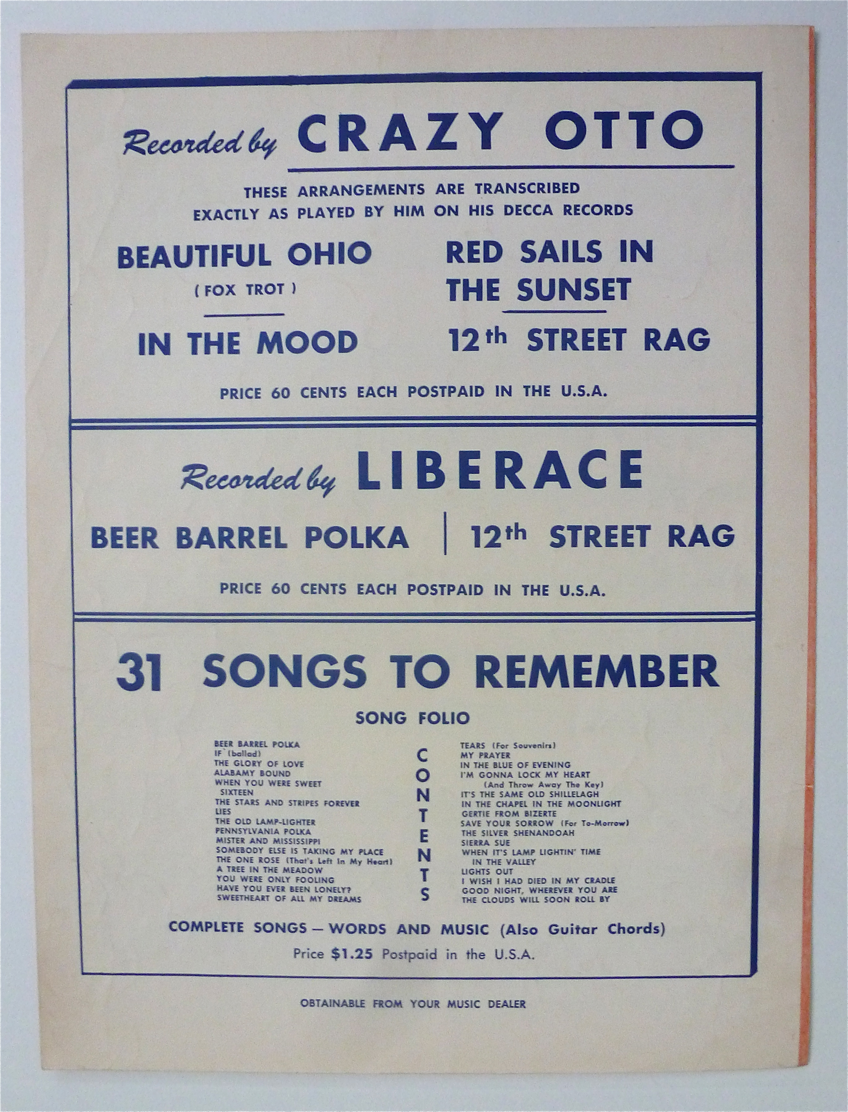 Sheet Music 1956 A Blossom Fell