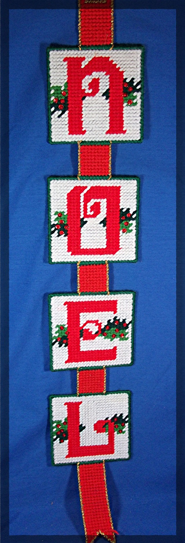 Christmas NOEL door hanging, cross stitch