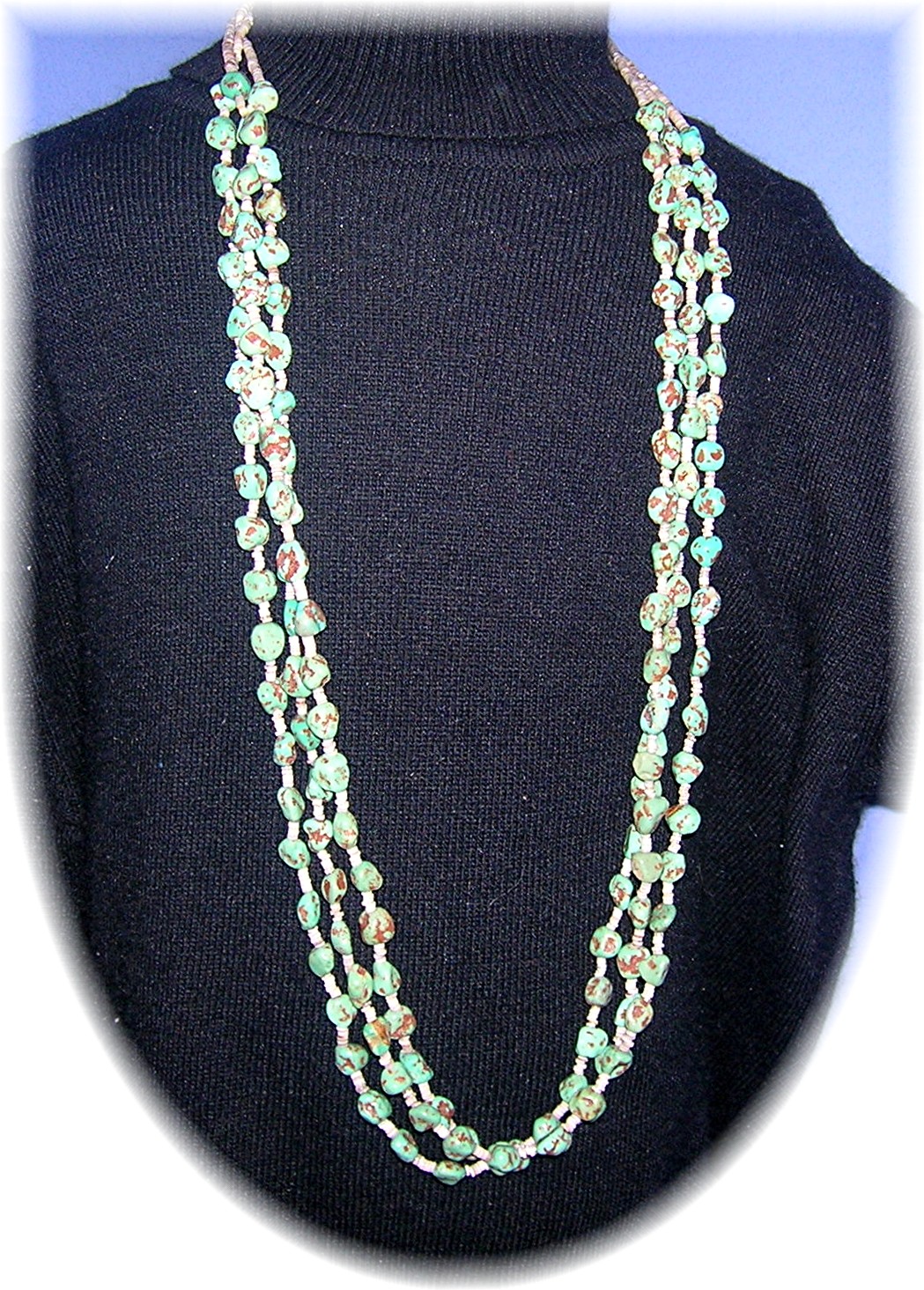 Santo Domingo Alice Lovato 32 Inch 3 Strand Turquoise