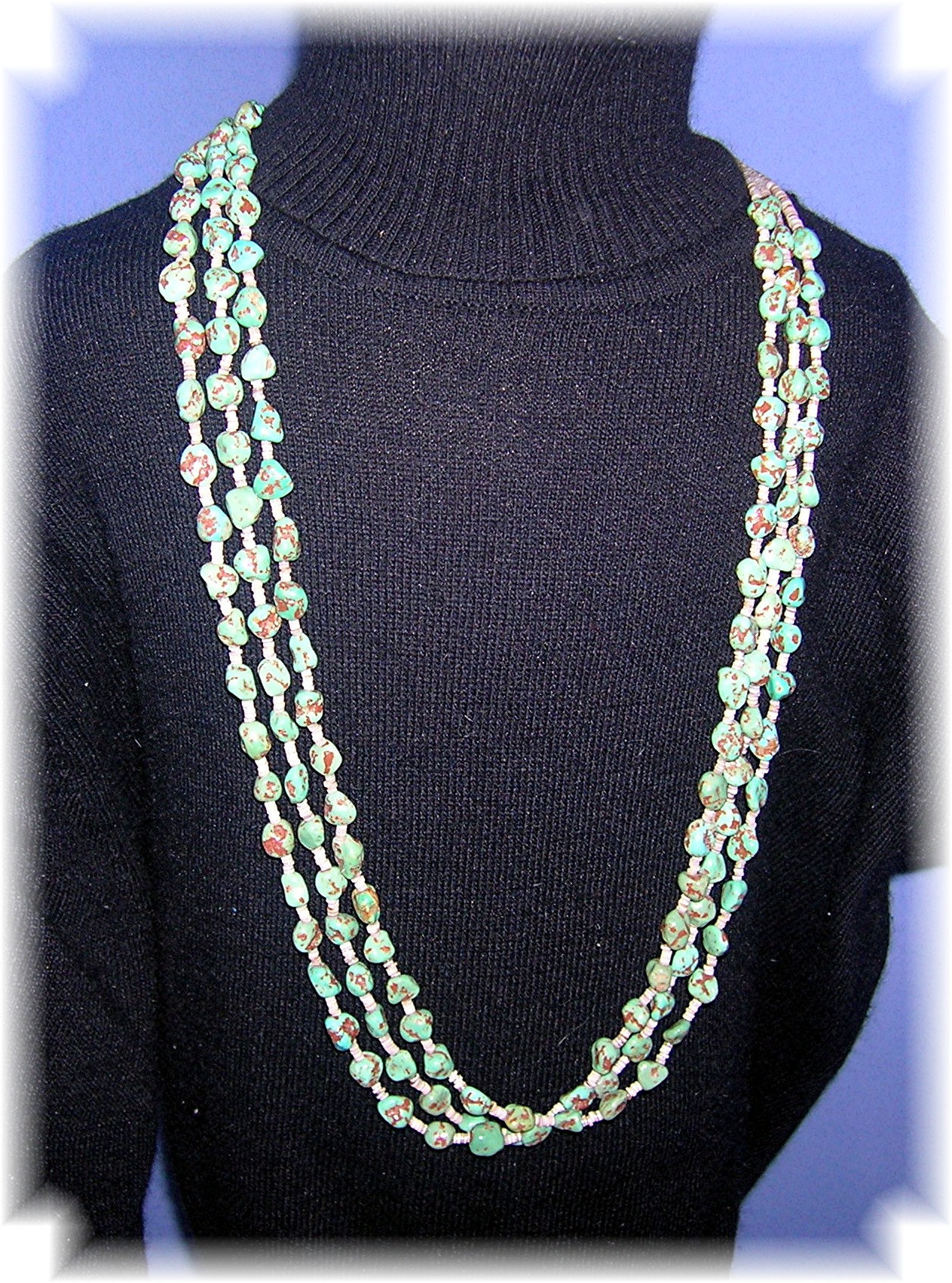 Santo Domingo Alice Lovato 32 Inch 3 Strand Turquoise