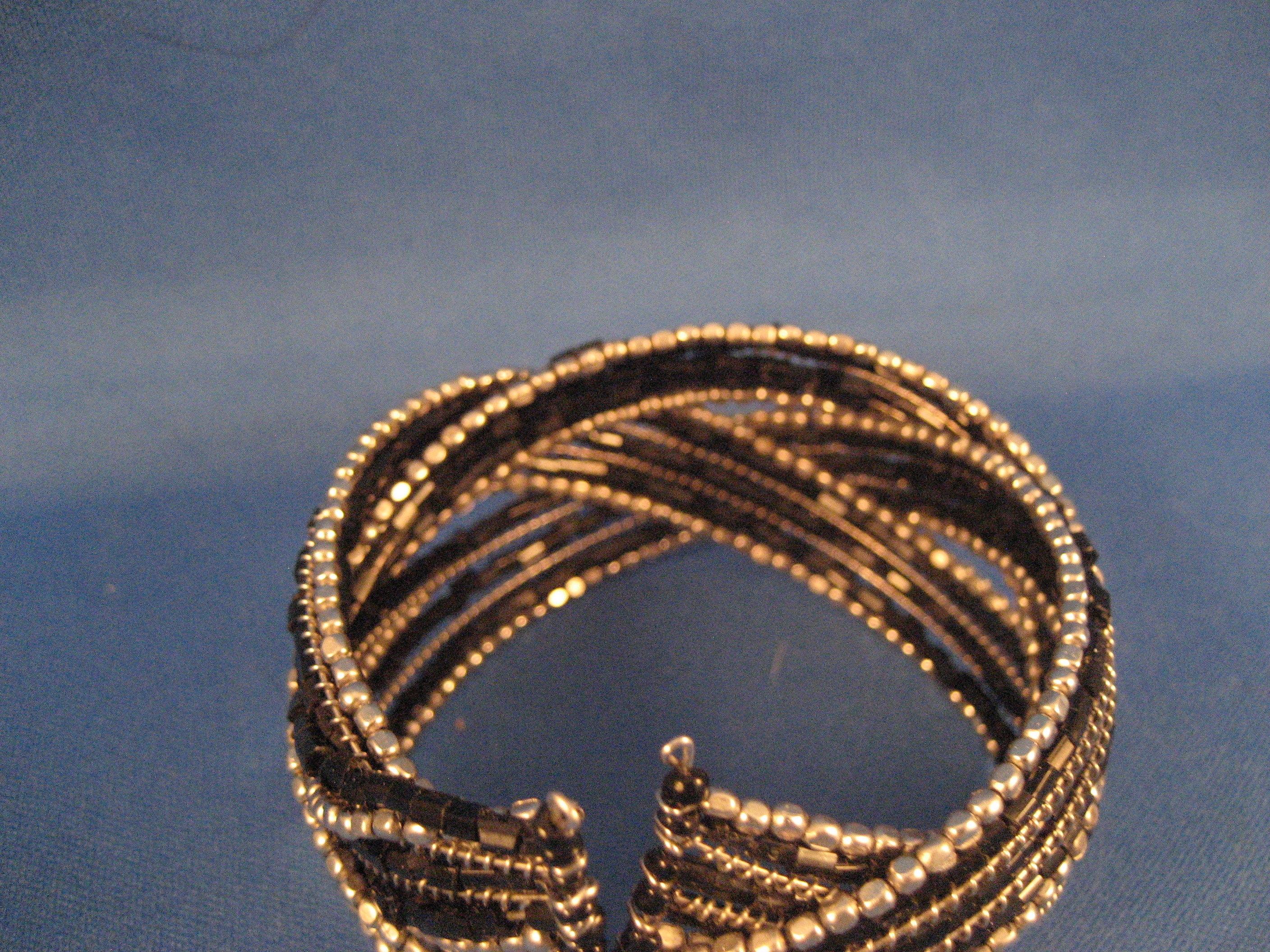 Black and Silver Wrap Around Beaded Bracelet