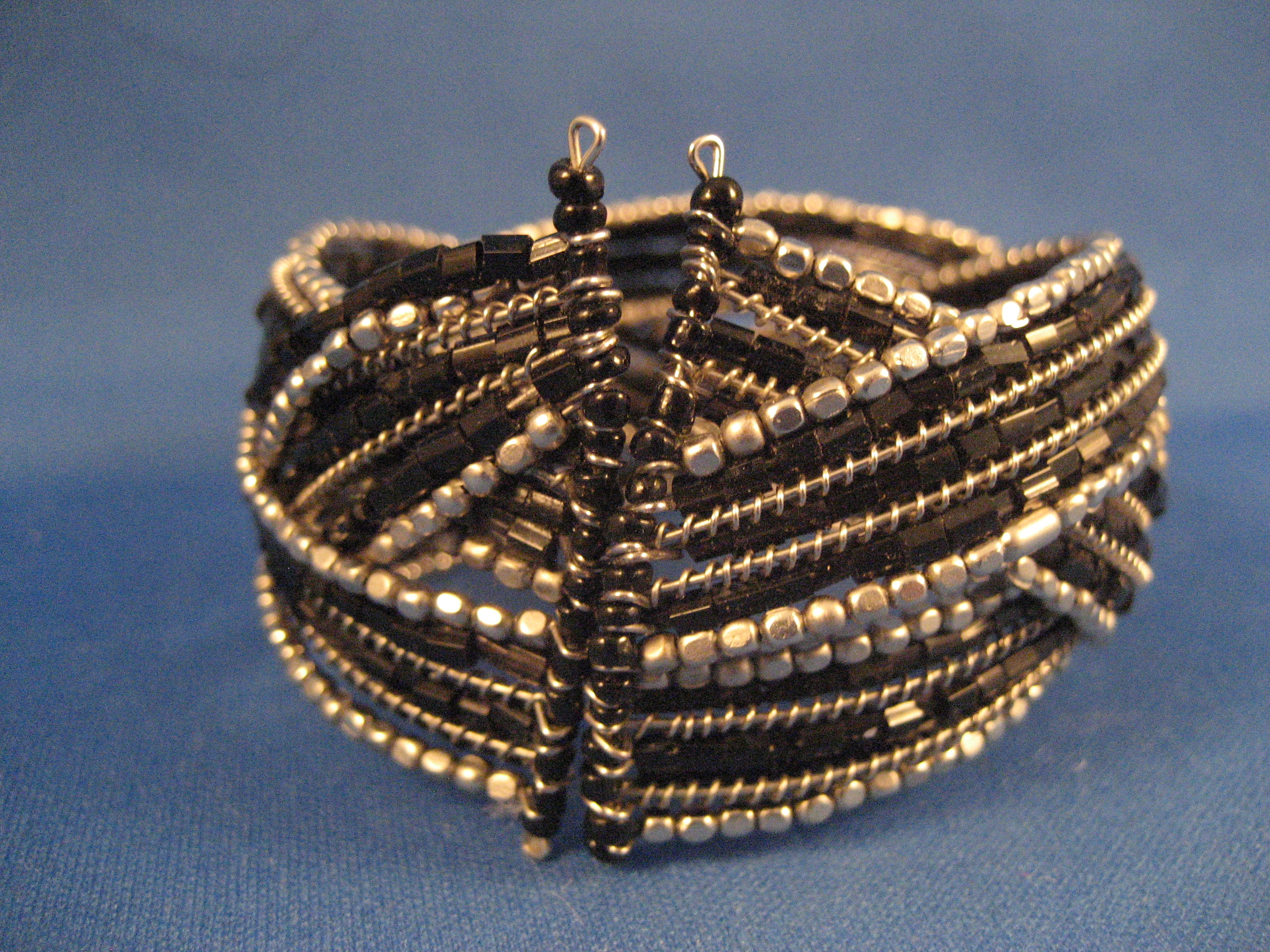 Black and Silver Wrap Around Beaded Bracelet