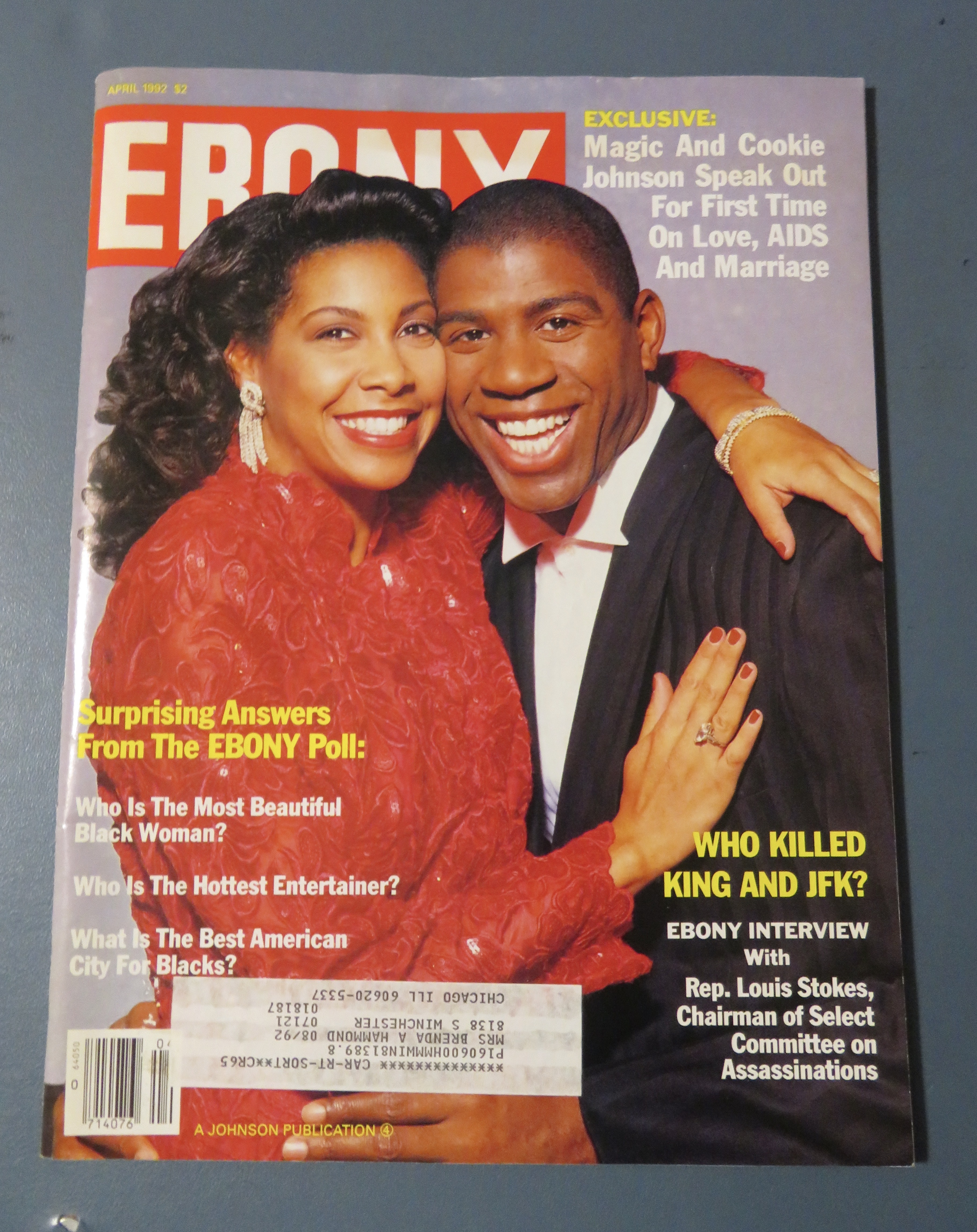 Ebony Magazine-April 1992-Magic & Cookie Johnson
