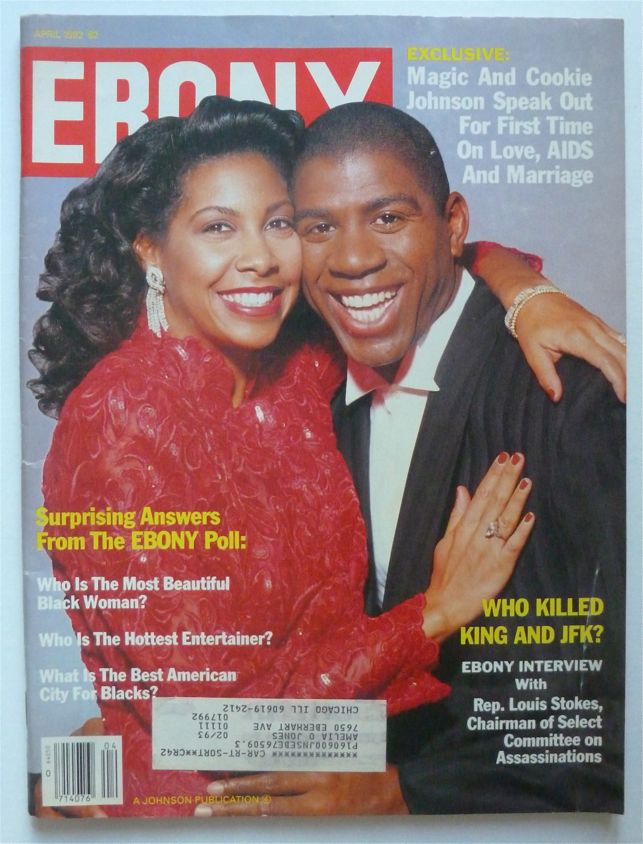Ebony Magazine-April 1992-Magic & Cookie Johnson