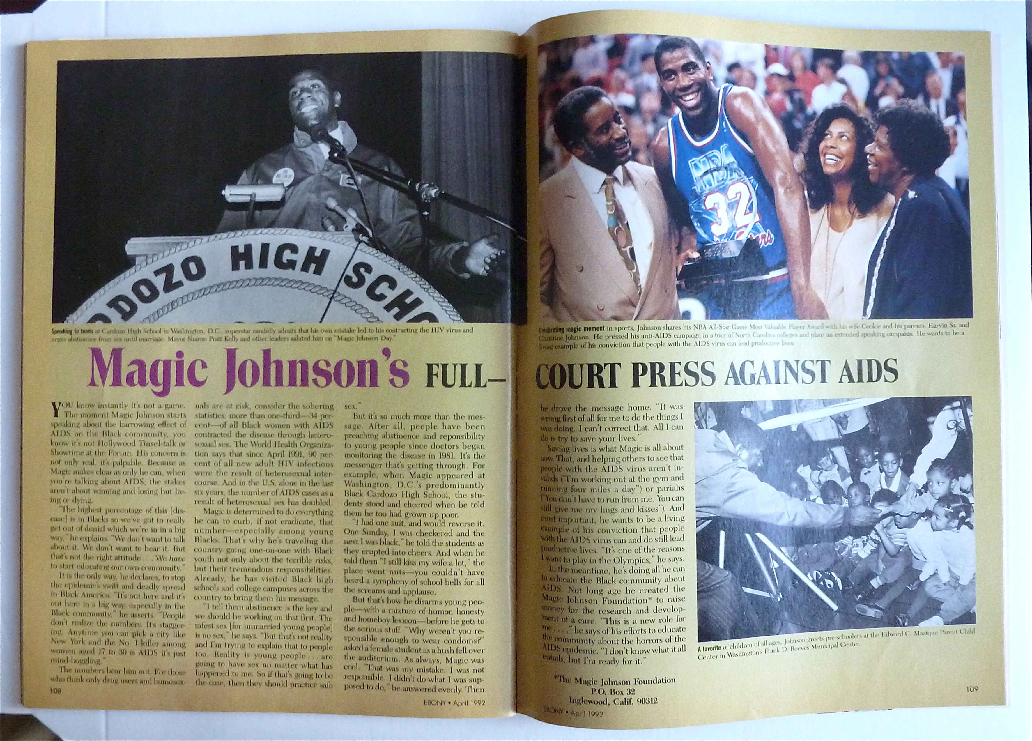 Ebony Magazine-April 1992-Magic & Cookie Johnson