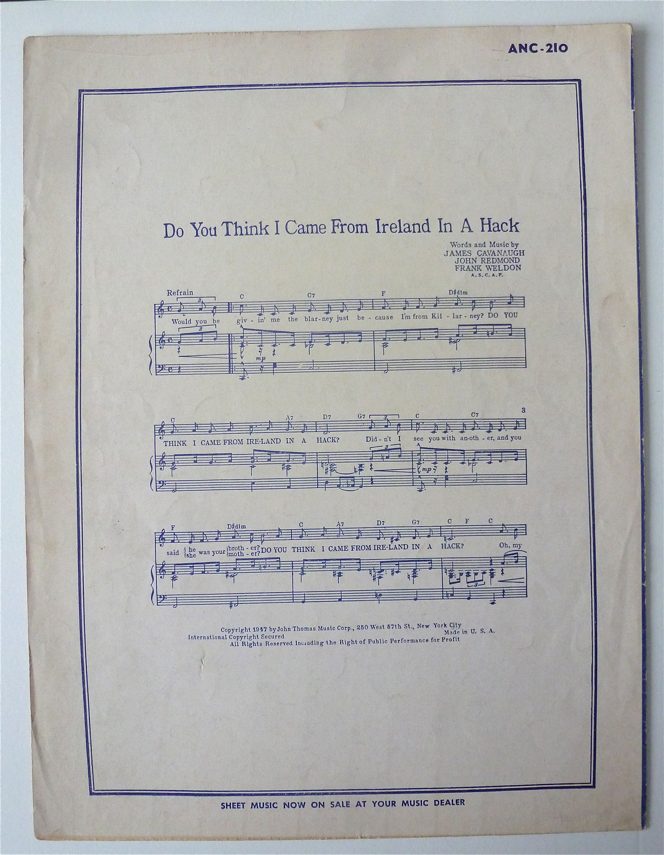 Sheet Music For 1946 Dream, Dream, Dream