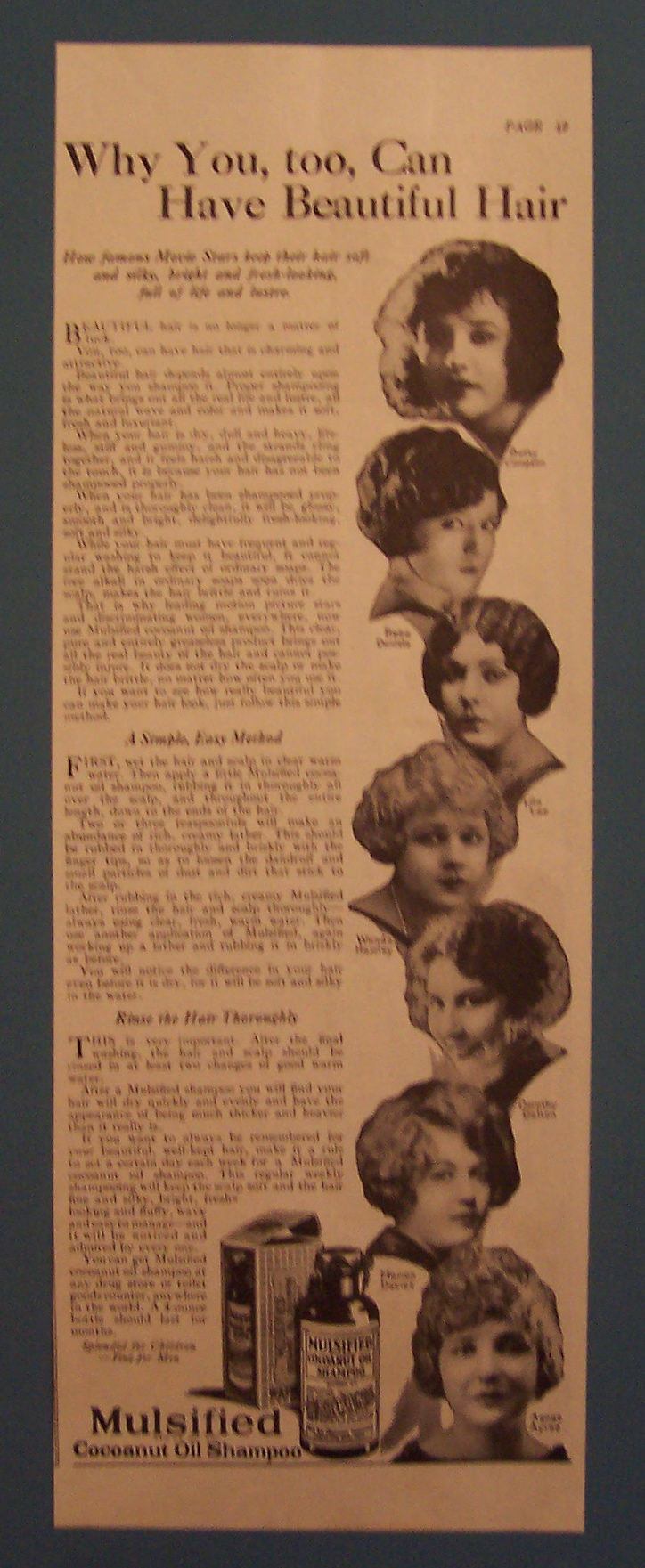 1924 Mulsified Cocoanut Shampoo w/Betty Compson & More