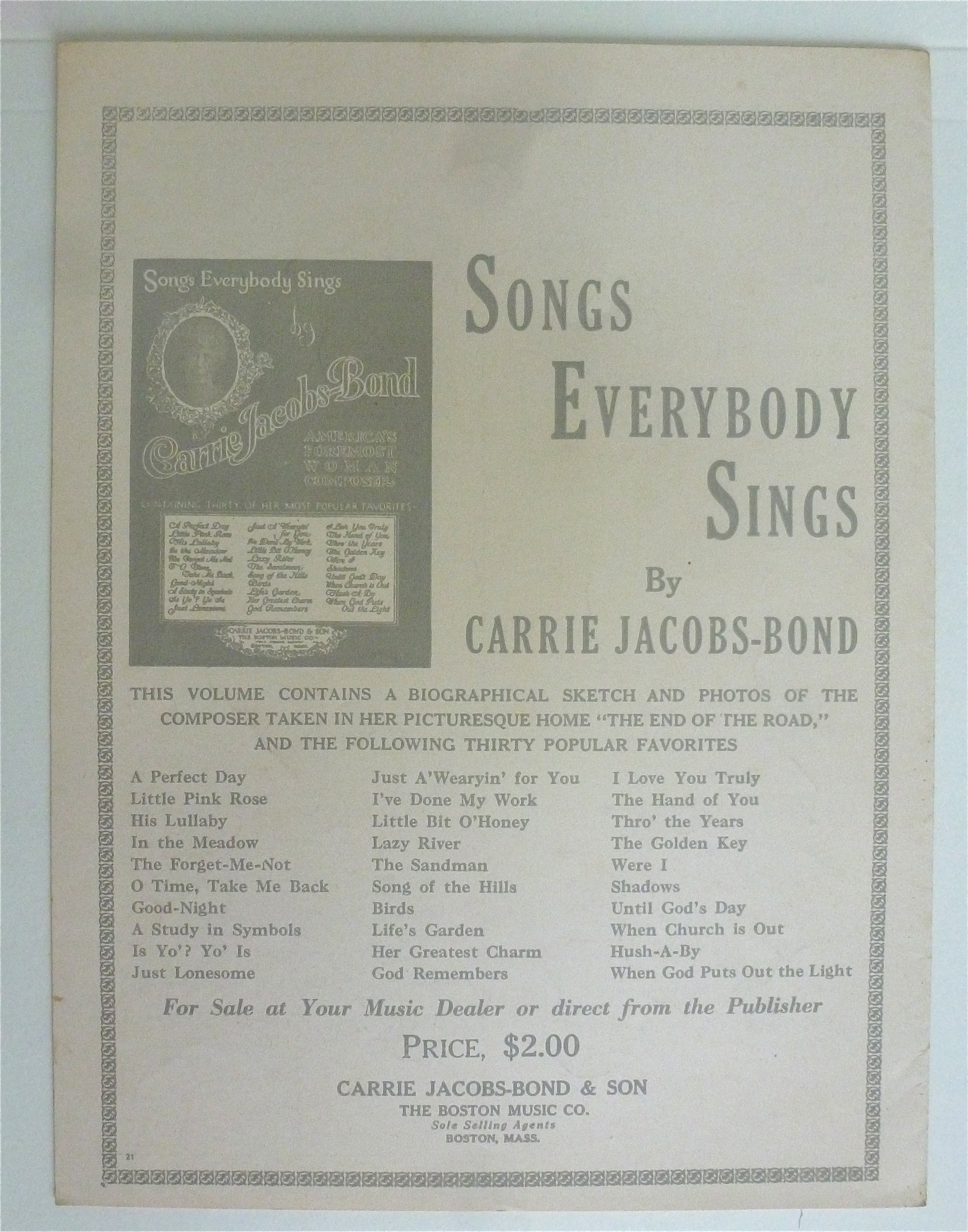 Sheet Music For 1938 I Love You Truly