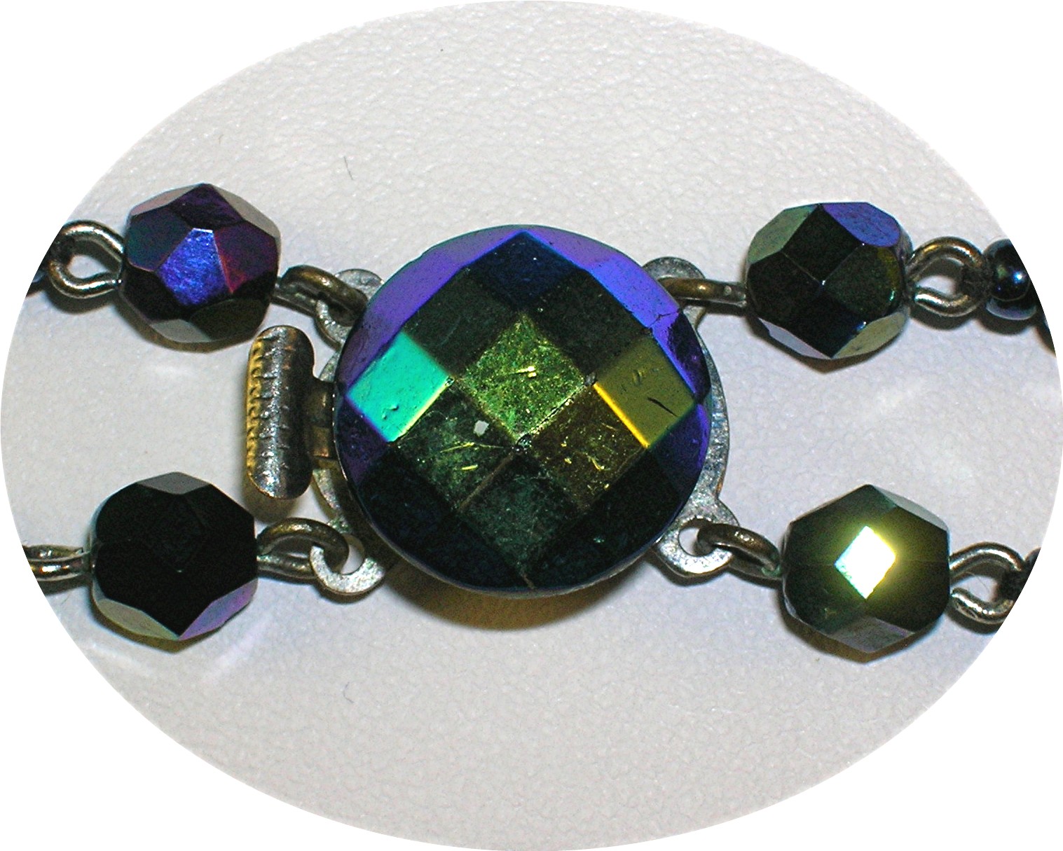 Bead Necklace, Blue Black faceted glass beads