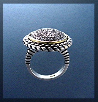 14K Gold Sterling Silver Pave Diamond Ring T & G