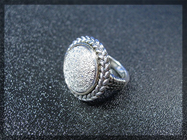 14K Gold Sterling Silver Pave Diamond Ring T & G
