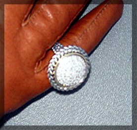14K Gold Sterling Silver Pave Diamond Ring T & G