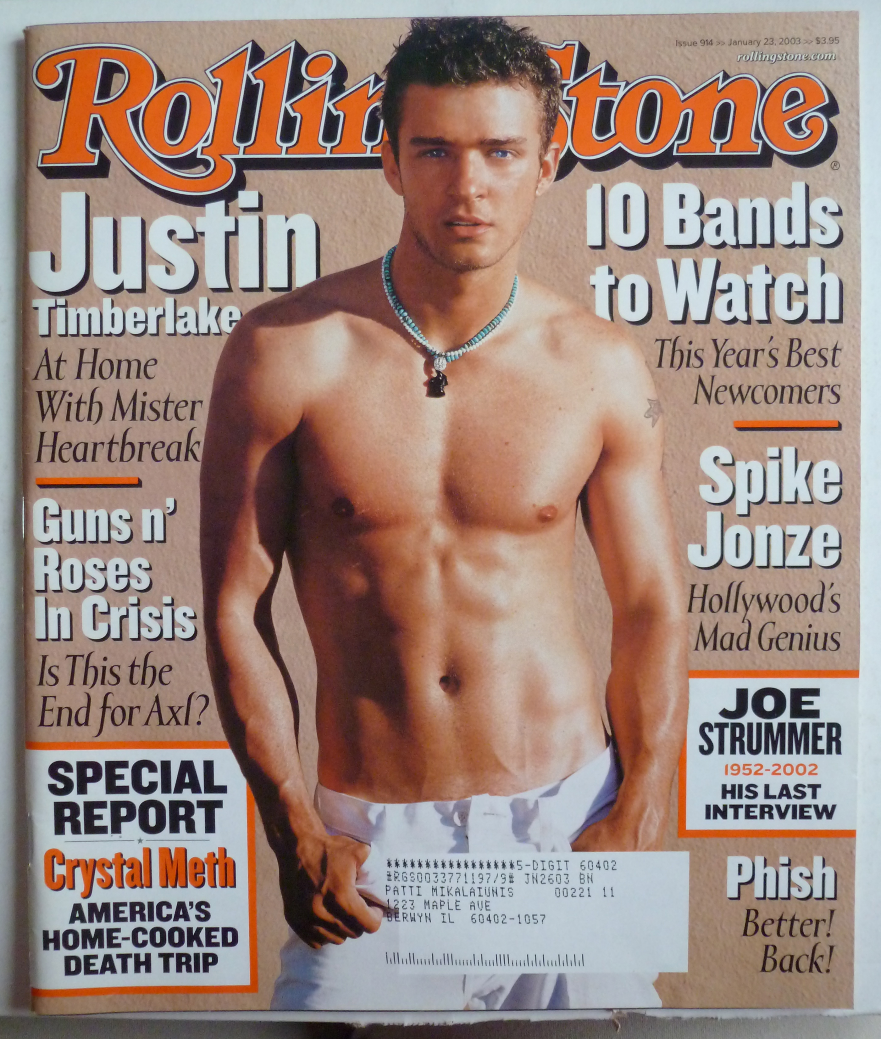 Rolling Stone Magazine January 23, 2003 J. Timberlake