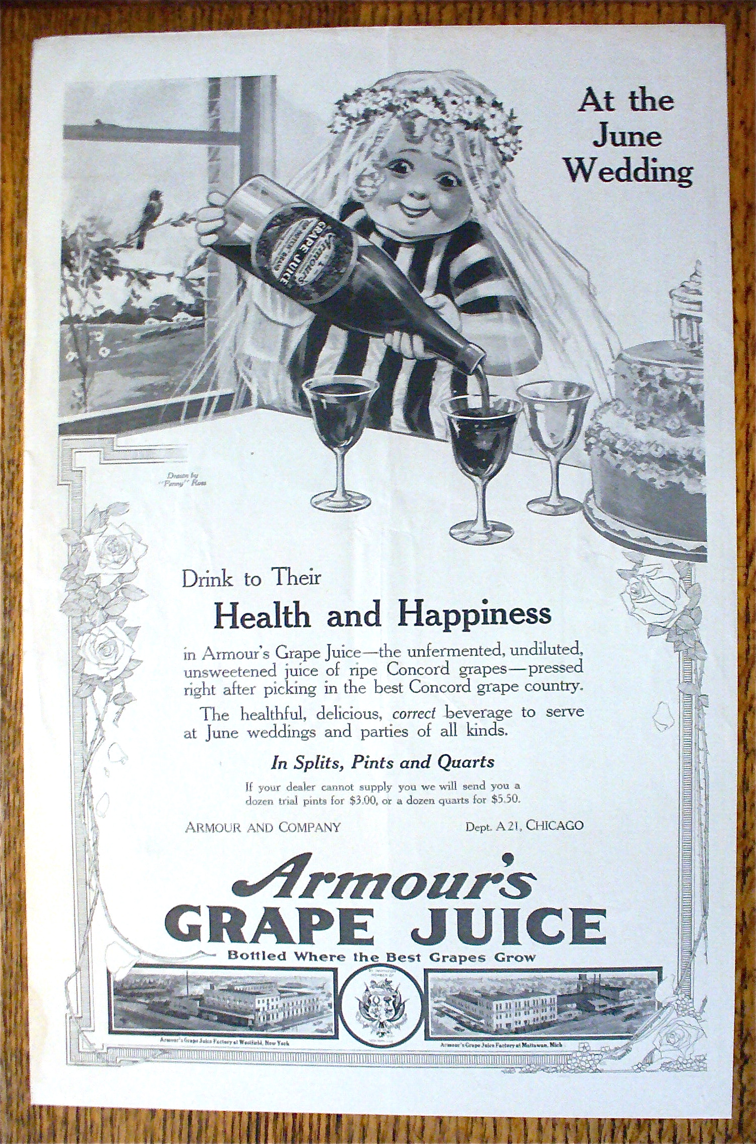 1914 Armour Grape Juice By Penny Ross with Little Girl