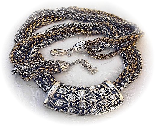Silver/Goldtone & Rhinestone Necklace