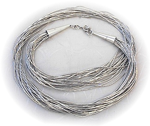 Native American Sterling Silver Liquid Silver 20 Strand