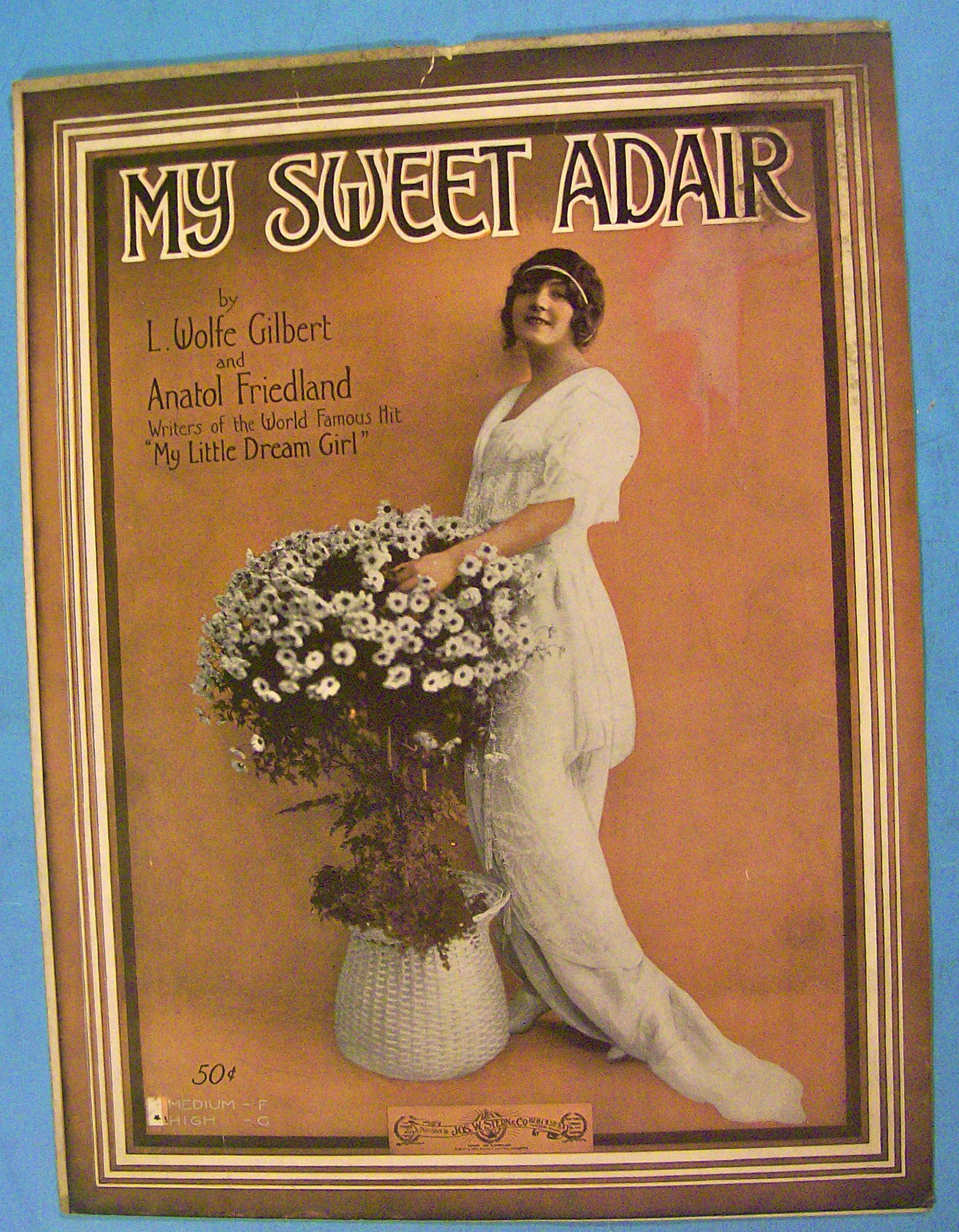 My Sweet Adair Sheet Music 1915 L. Wolfe Gilbert