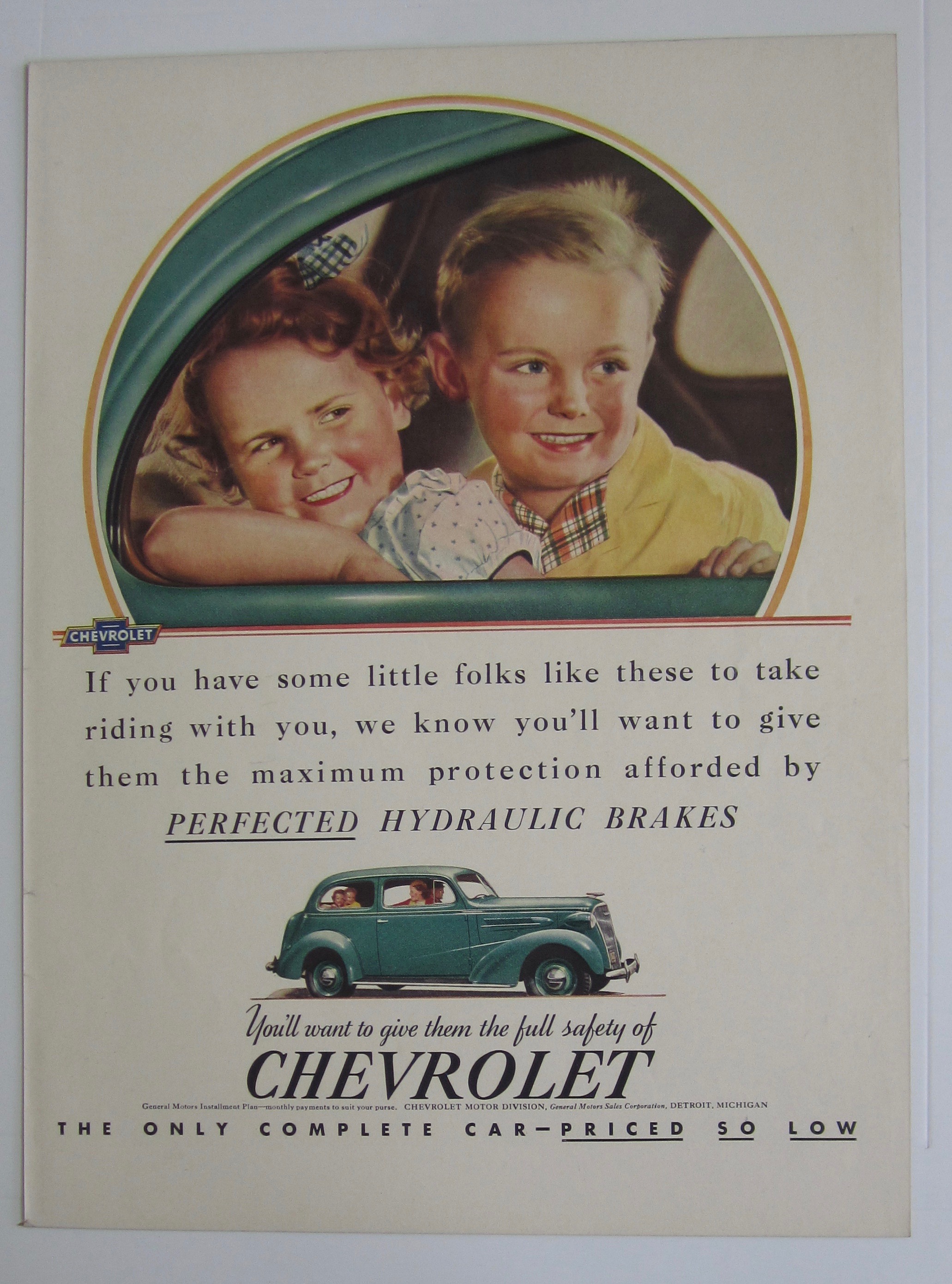 1937 Chevrolet with 2 Children Smiling