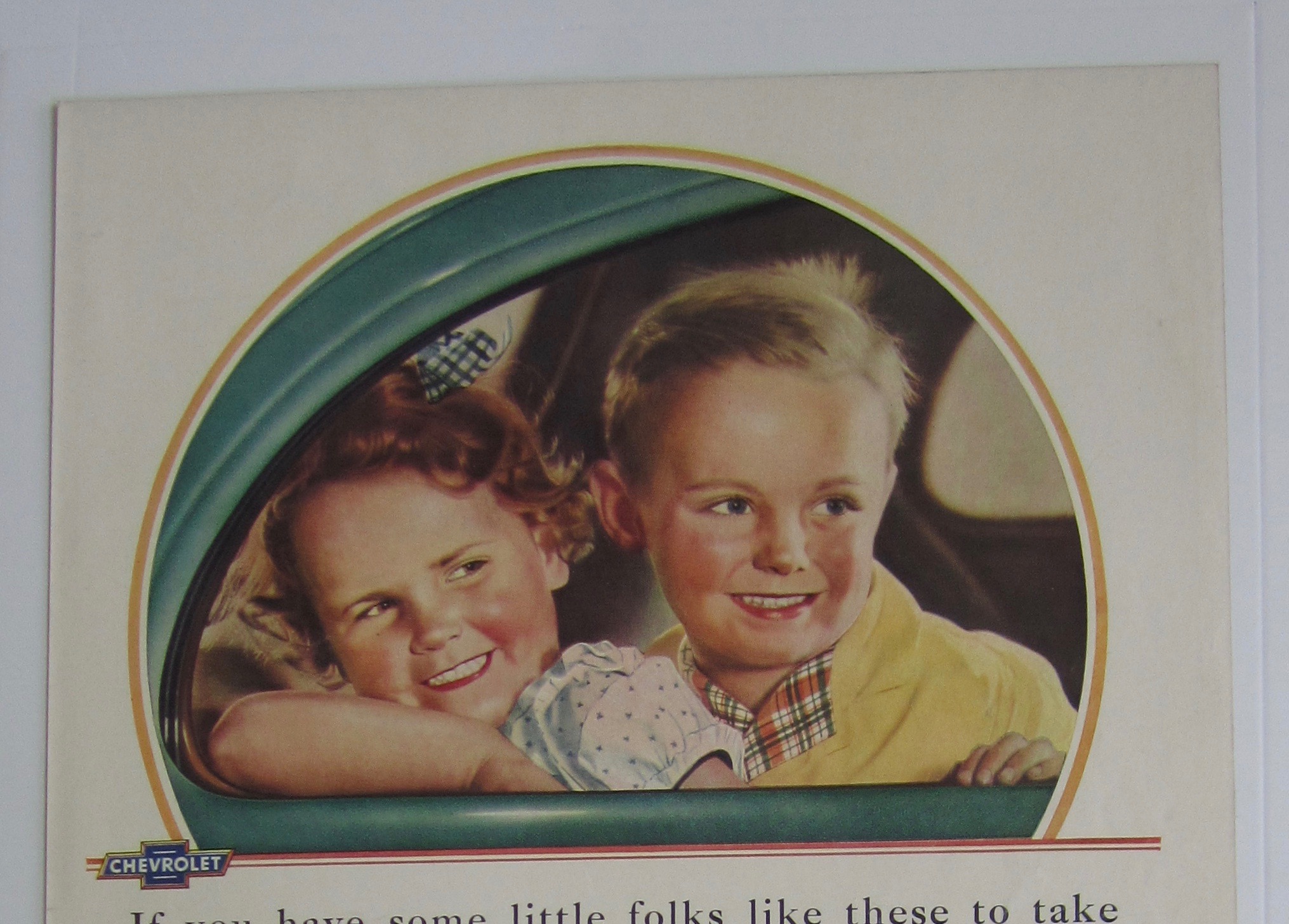 1937 Chevrolet with 2 Children Smiling