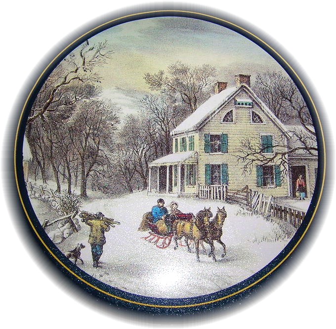 Currier & Ives Style Canister Tin