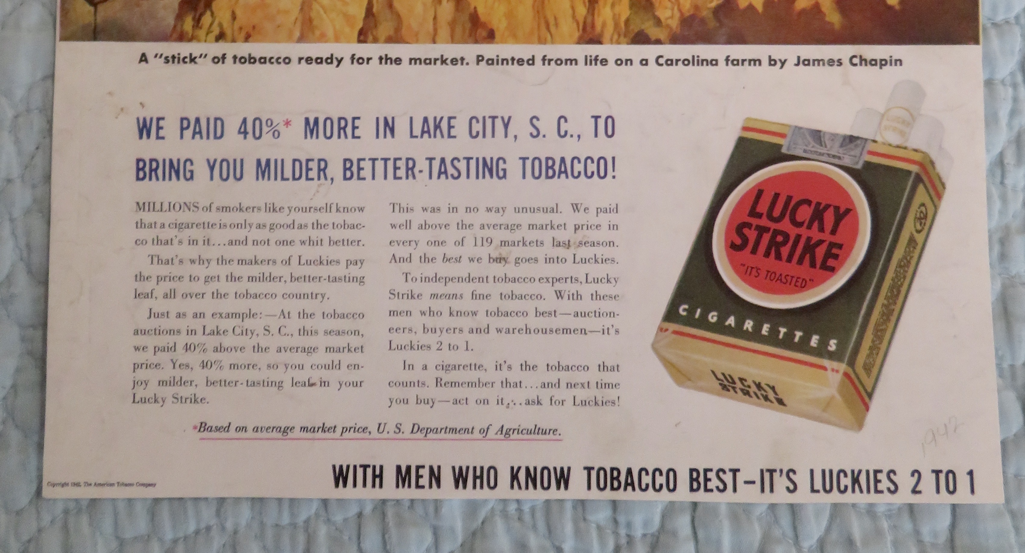 1942 Lucky Strike Cigarettes by James Chapin
