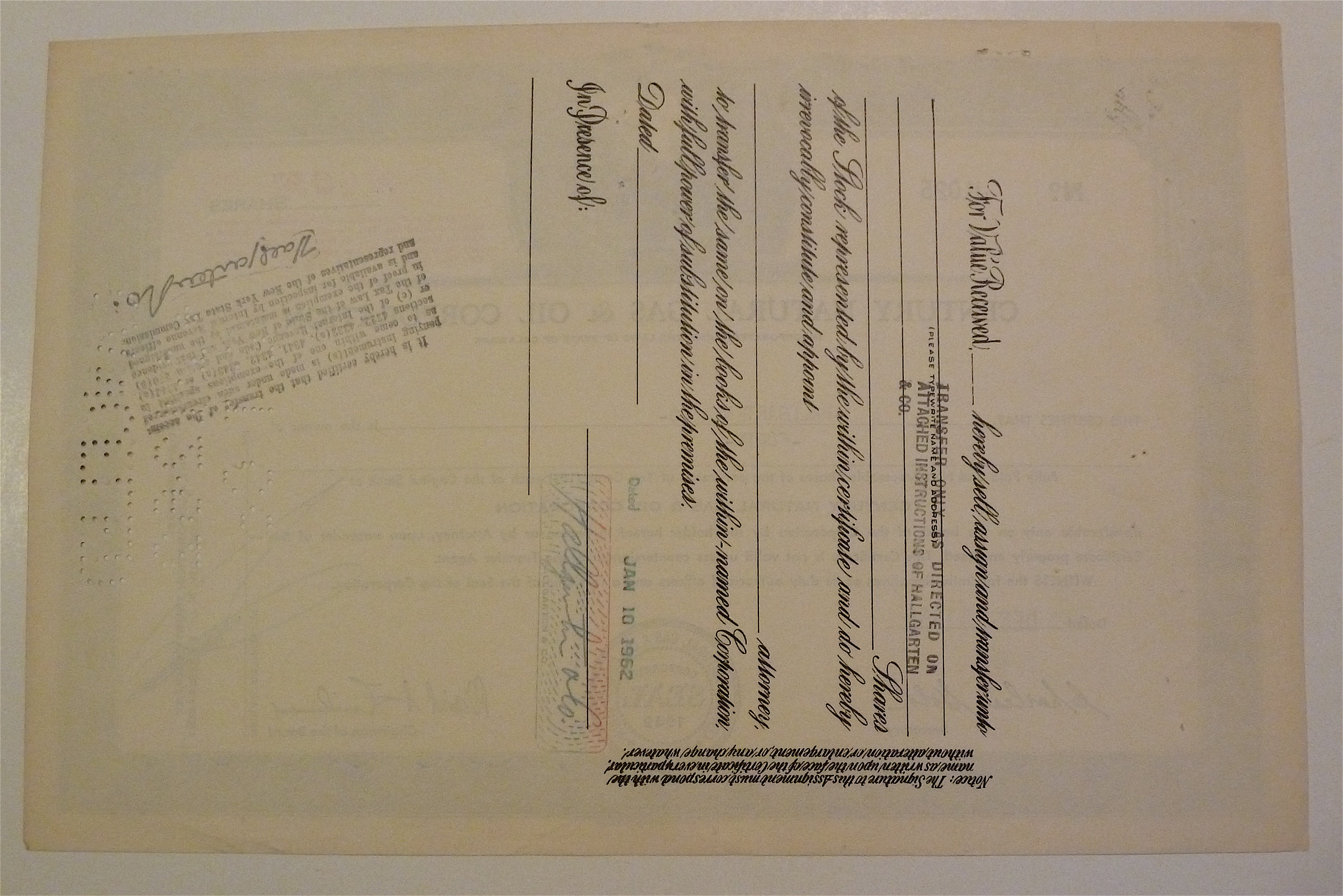 1955 Century Natural Gas & Oil Corp Stock Certificate