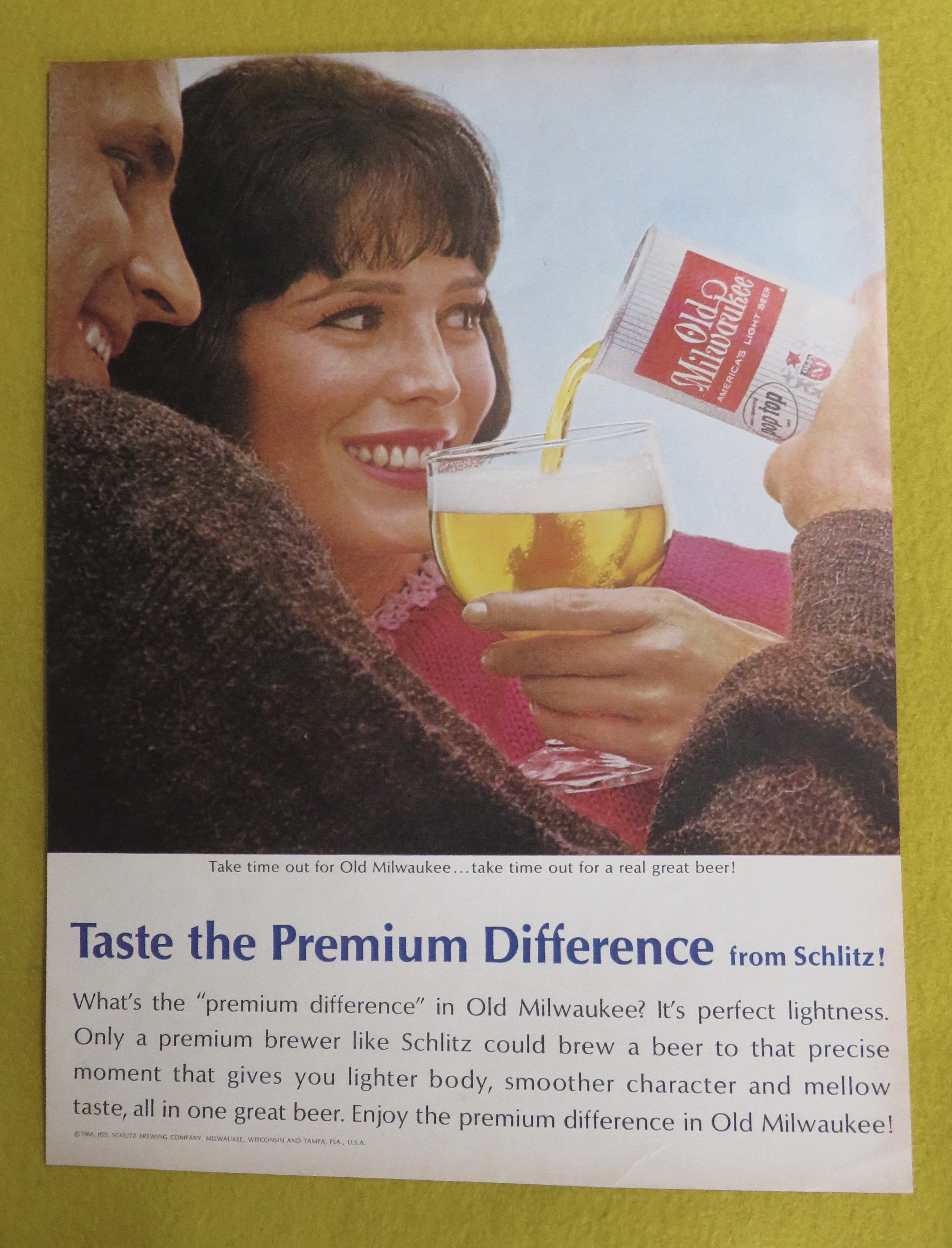 1964 Old Milwaukee Beer with Man Pouring Beer