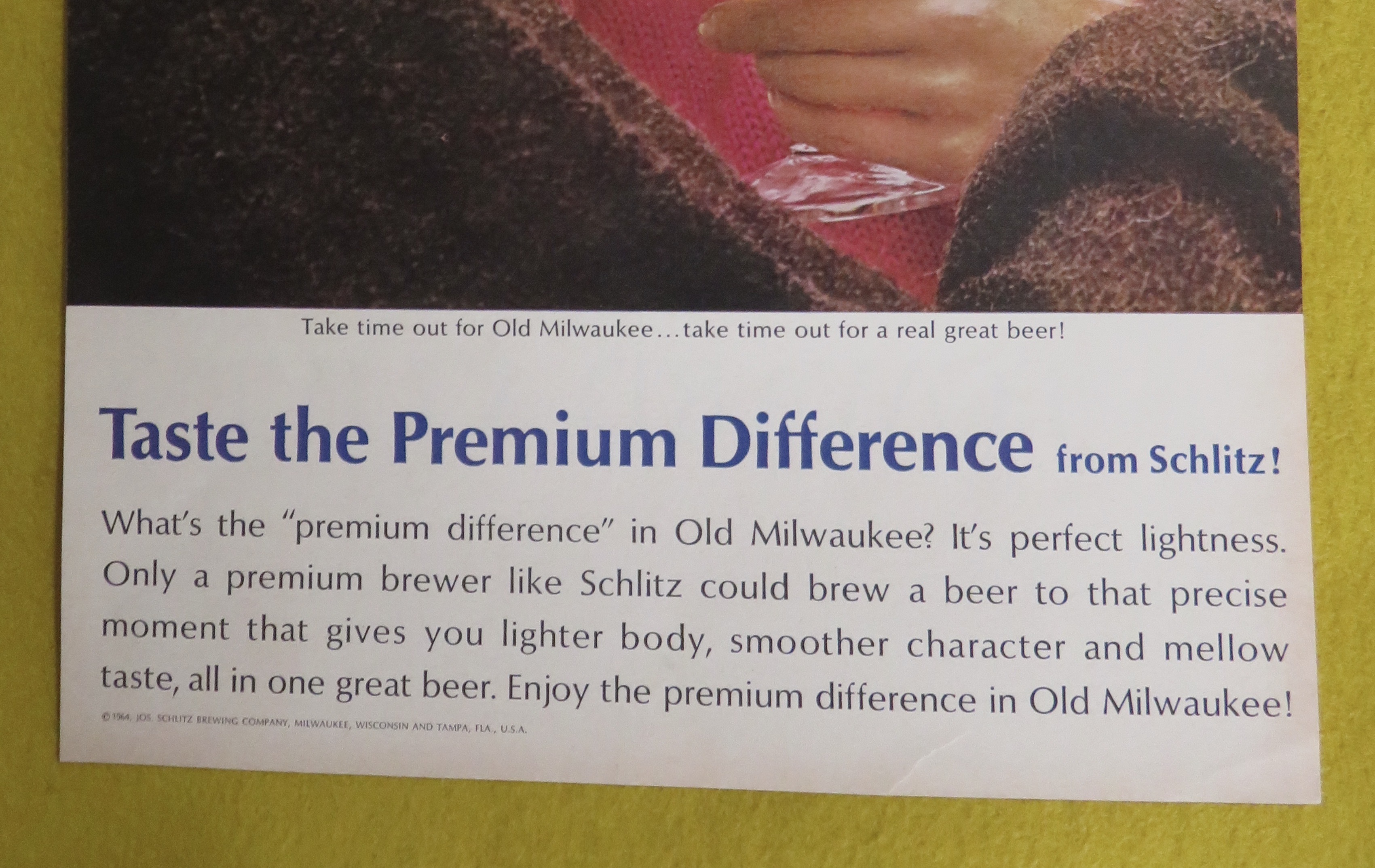 1964 Old Milwaukee Beer with Man Pouring Beer