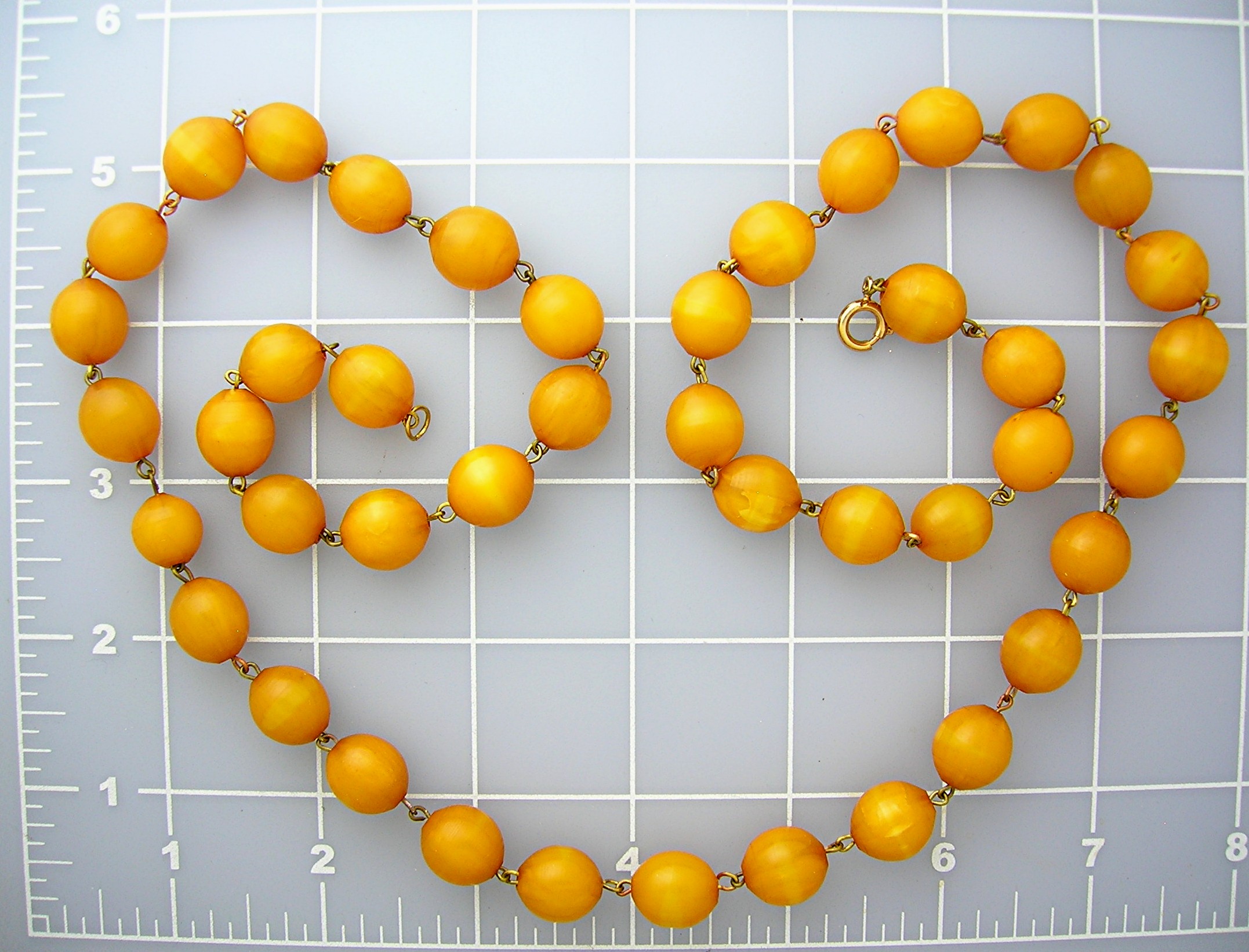 Bakelite Amber Color  Chain Link Necklace 30 Inch