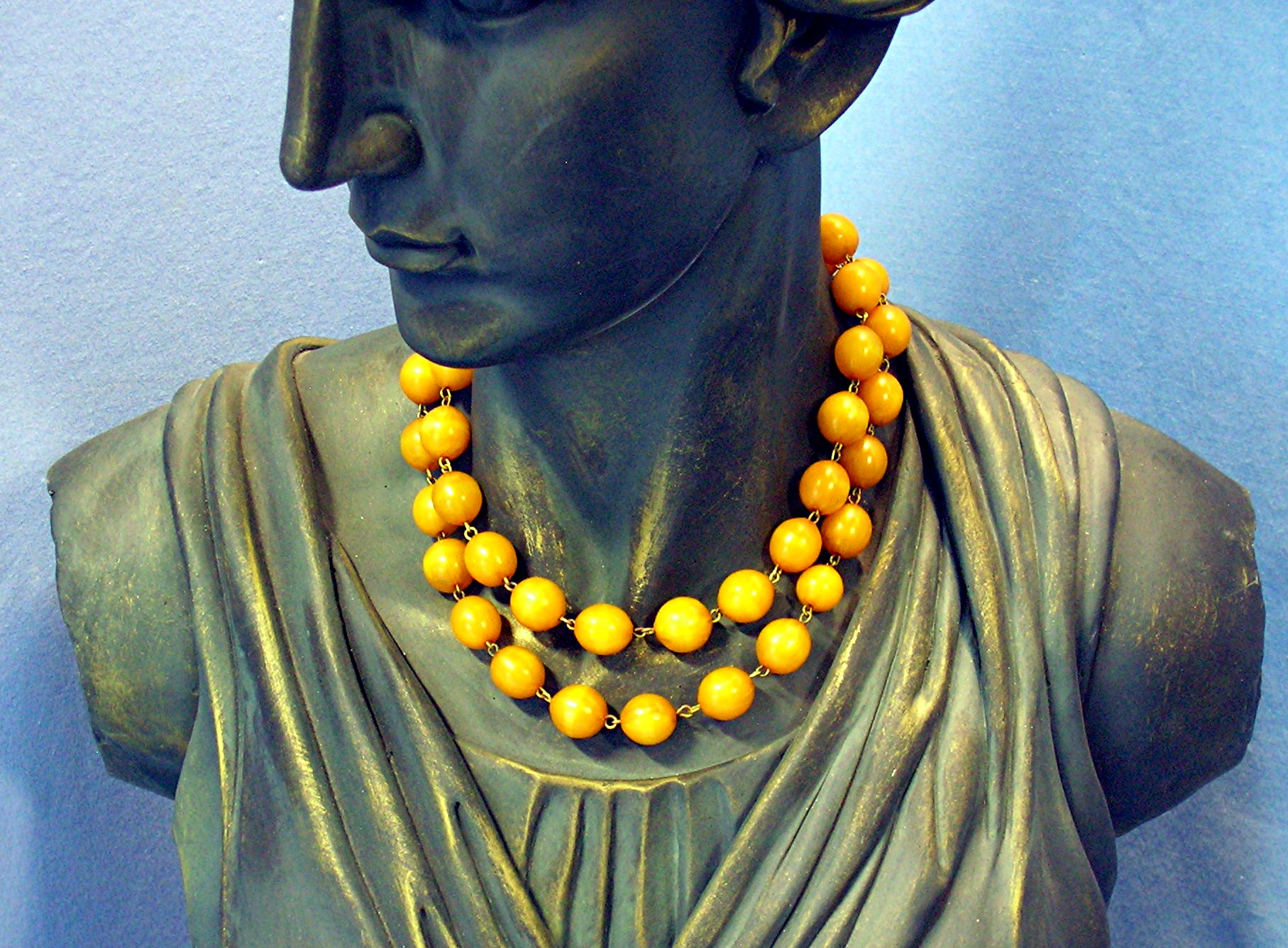 Bakelite Amber Color  Chain Link Necklace 30 Inch