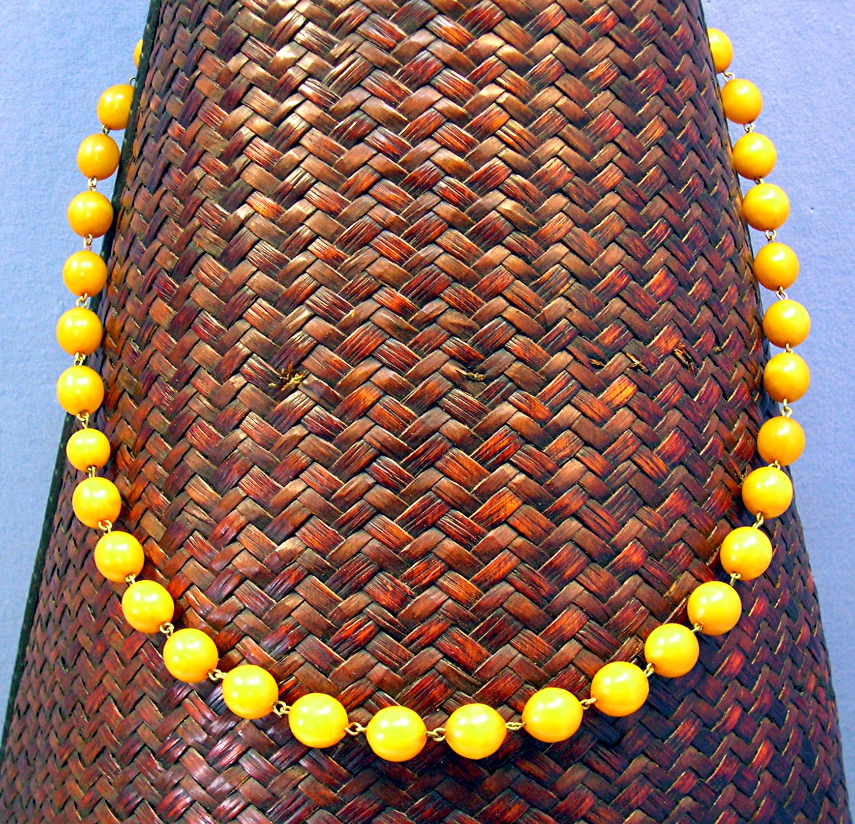 Bakelite Amber Color  Chain Link Necklace 30 Inch